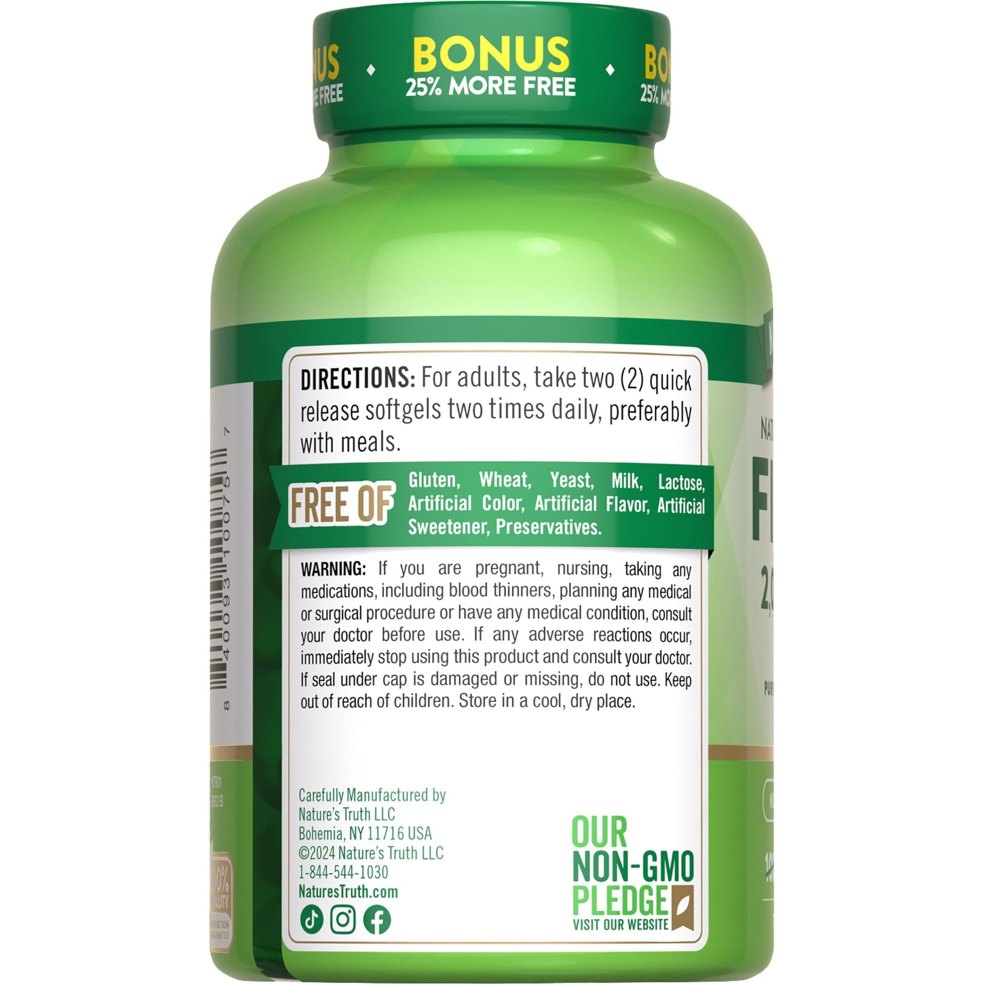 Nature's Truth Omega 3 Fish Oil 2000 mg | 125 Liquid Softgels | Burpless, Lemon Flavor Pills | Non-GMO and Gluten Free Supplement - Medaid International