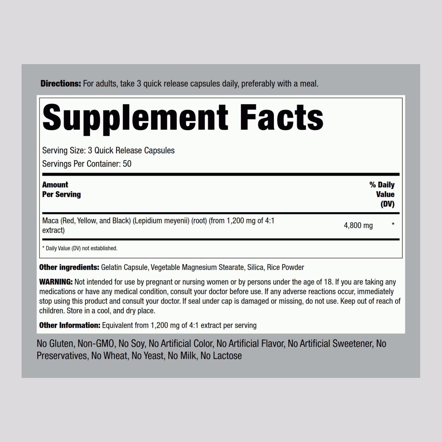 Piping Rock Maca Root Capsules | 4800mg | 150 Powder Pills | for Women and Men | Red, Yellow, and Black | Non-GMO, Gluten Free Supplement - Medaid International