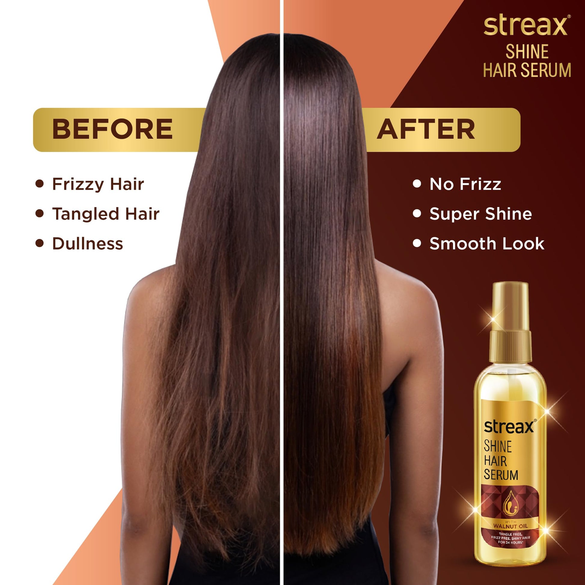 Streax Hair Serum Enriched with Walnut Oil Gives Frizz-free Satin Smooth Hair 90 ML - Medaid International
