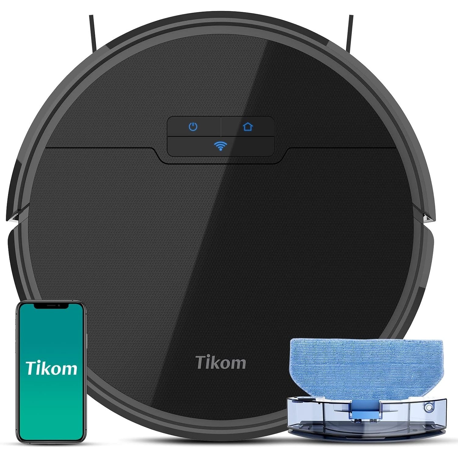 Tikom Robot Vacuum and Mop, G8000 Robot Vacuum Cleaner, 2700Pa Strong Suction, Self-Charging, Good for Hard Floors, Black - Medaid
