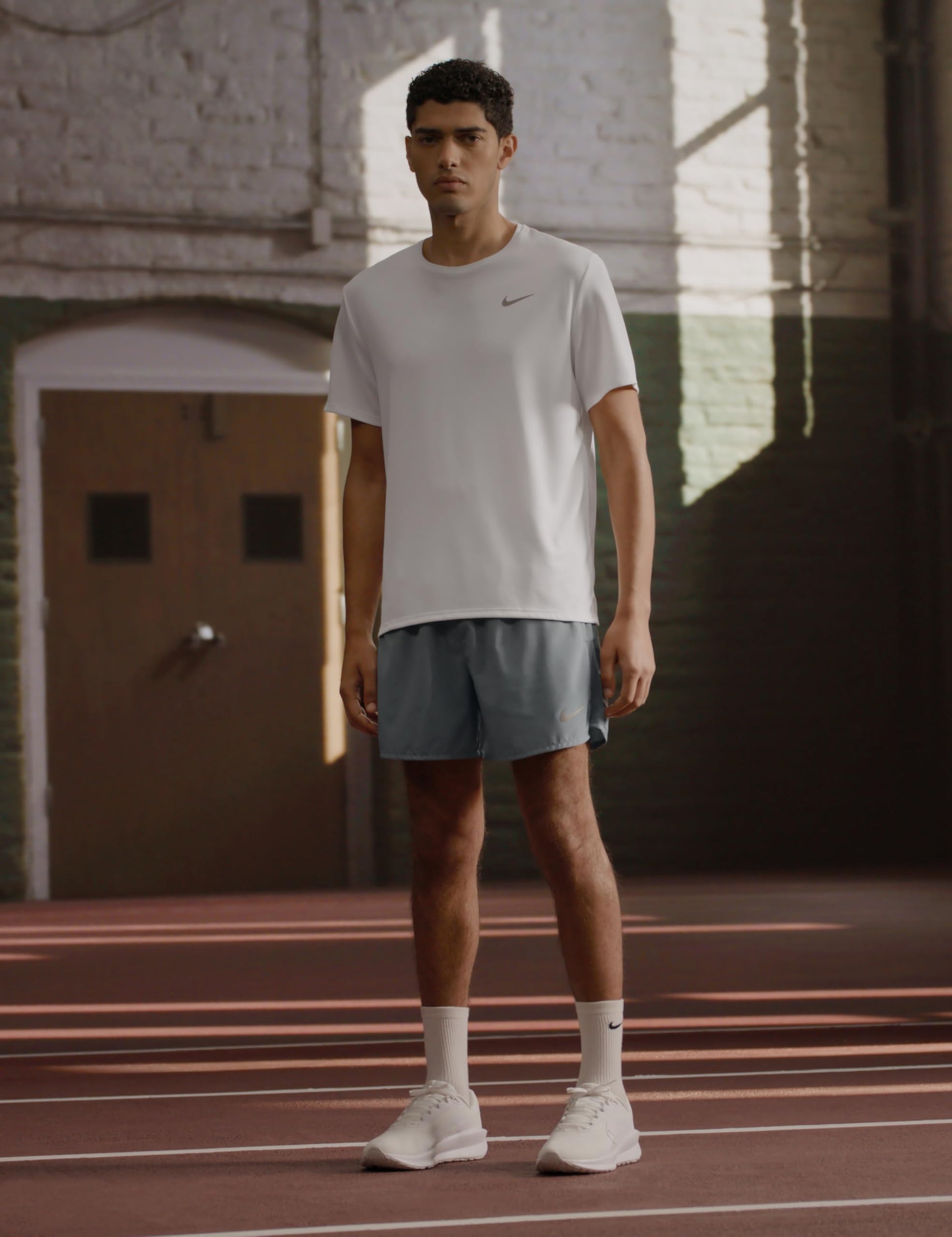 Nike Men's Miler Dri-Fit UV Short-Sleeve Running Top, White/Reflective Silver, Small - Medaid International