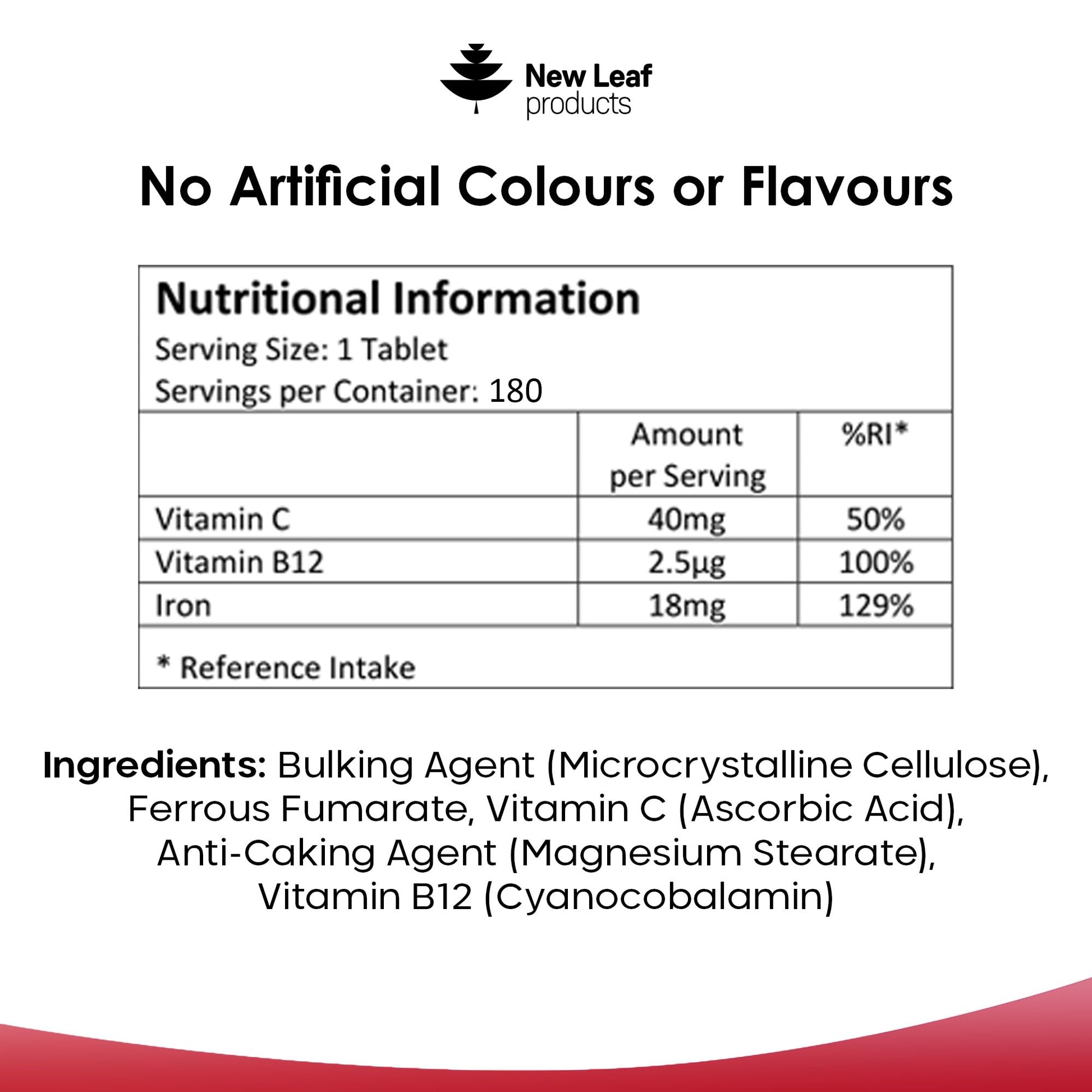 Iron Tablets 18mg High Absorbency with Vitamins A, C, B2, B12, and Folate - Helps Tiredness and Fatigue - Vegan Iron Supplements, Non-GMO Gluten-Free, GMP UK-Made, 180 Tablets 6 Months Supply - Medaid International