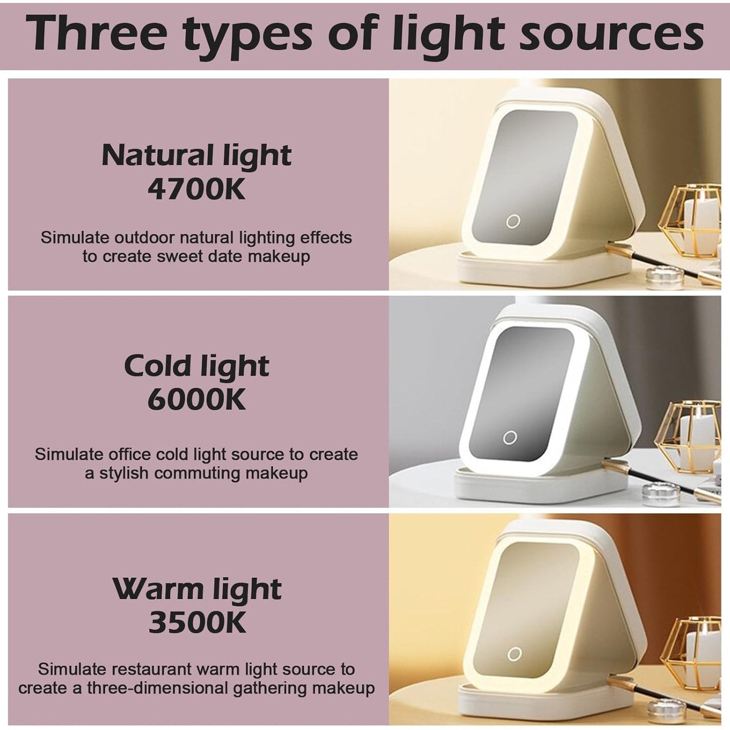 Travel Led Mirror Makeup Bag