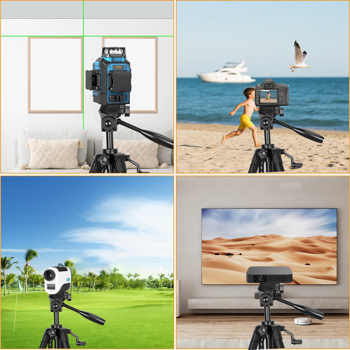 Takamine Lightweight Laser Level Tripod,58.27 Inch Adjustable Laser Level Stand, with 3-Way Rotating Head, 2 Bubble Levels, 1/4 Inch Threaded Interface - Medaid International