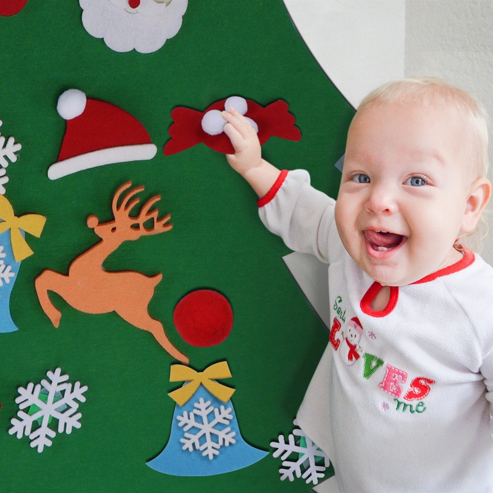 Aytai DIY Felt Christmas Tree Set with Ornaments for Kids, Xmas Gifts, New Year Door Wall Hanging Decorations - Medaid International