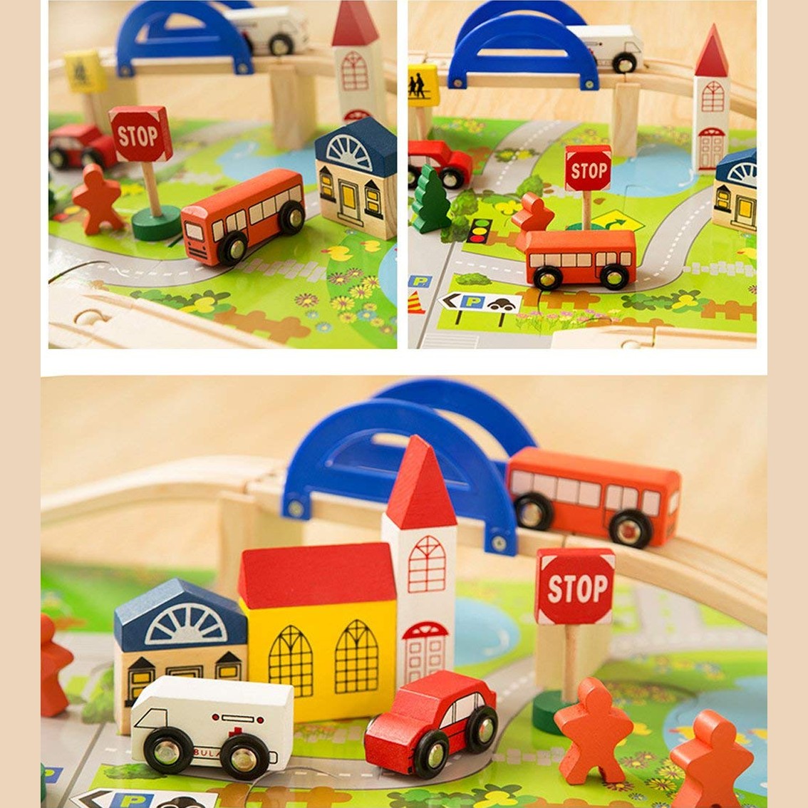 Tumama Kids - Wooden Rail Overpass - Track Set