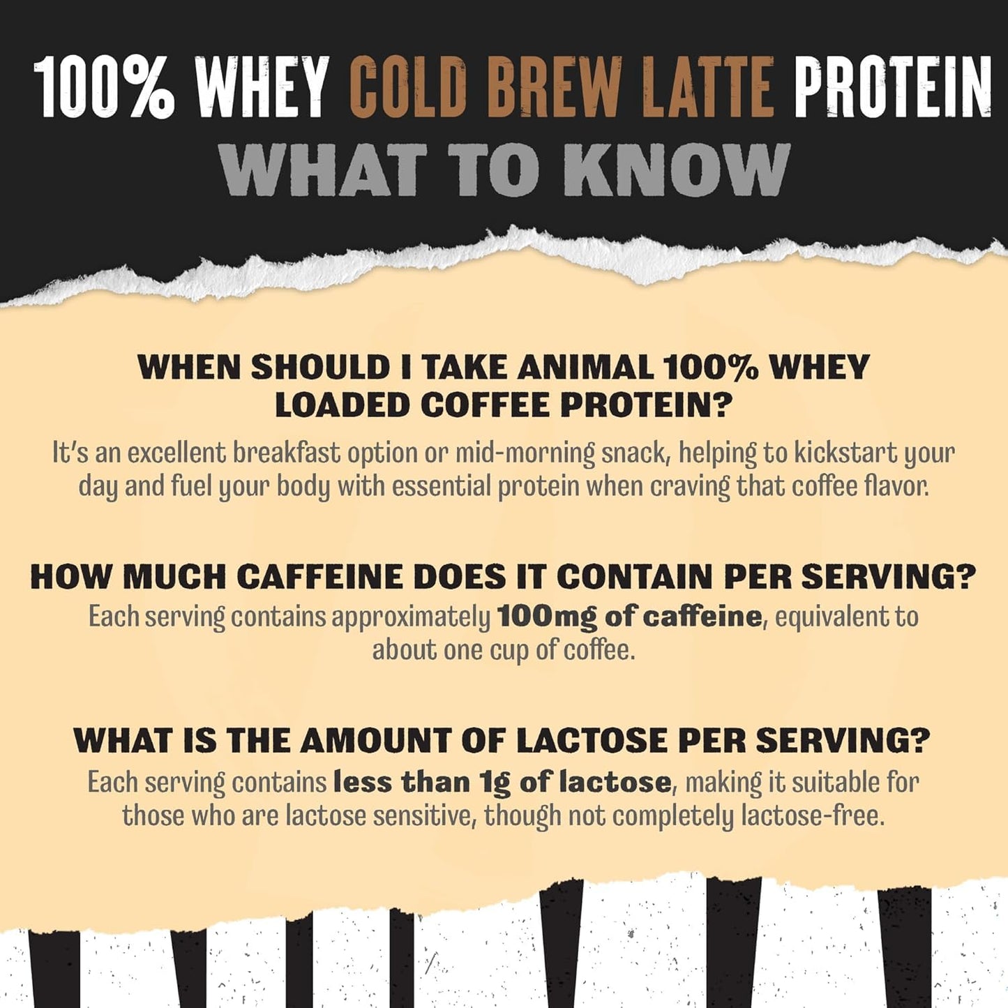 Animal 100% Whey Protein Powder Sampler Pack & Shaker Bottle – Real Instant Iced Coffee Whey + 20g of Protein, 120mg of Caffeine Meal Replacement with BCAA – Cold Brew Latte, 3 Single-Serving Packets - Medaid International