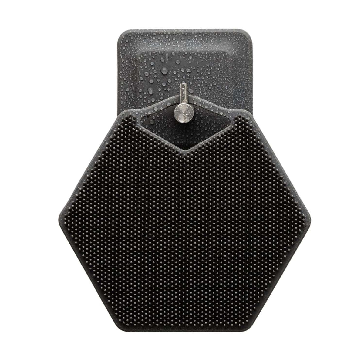 TERRIFI Body Scrubber & Storage Hook Set, Silicone Shower & Bathroom Accessory, Features Silicone-Grip Technology, Removable & Reusable Gentle Exfoliator Pad & Massager (Black)