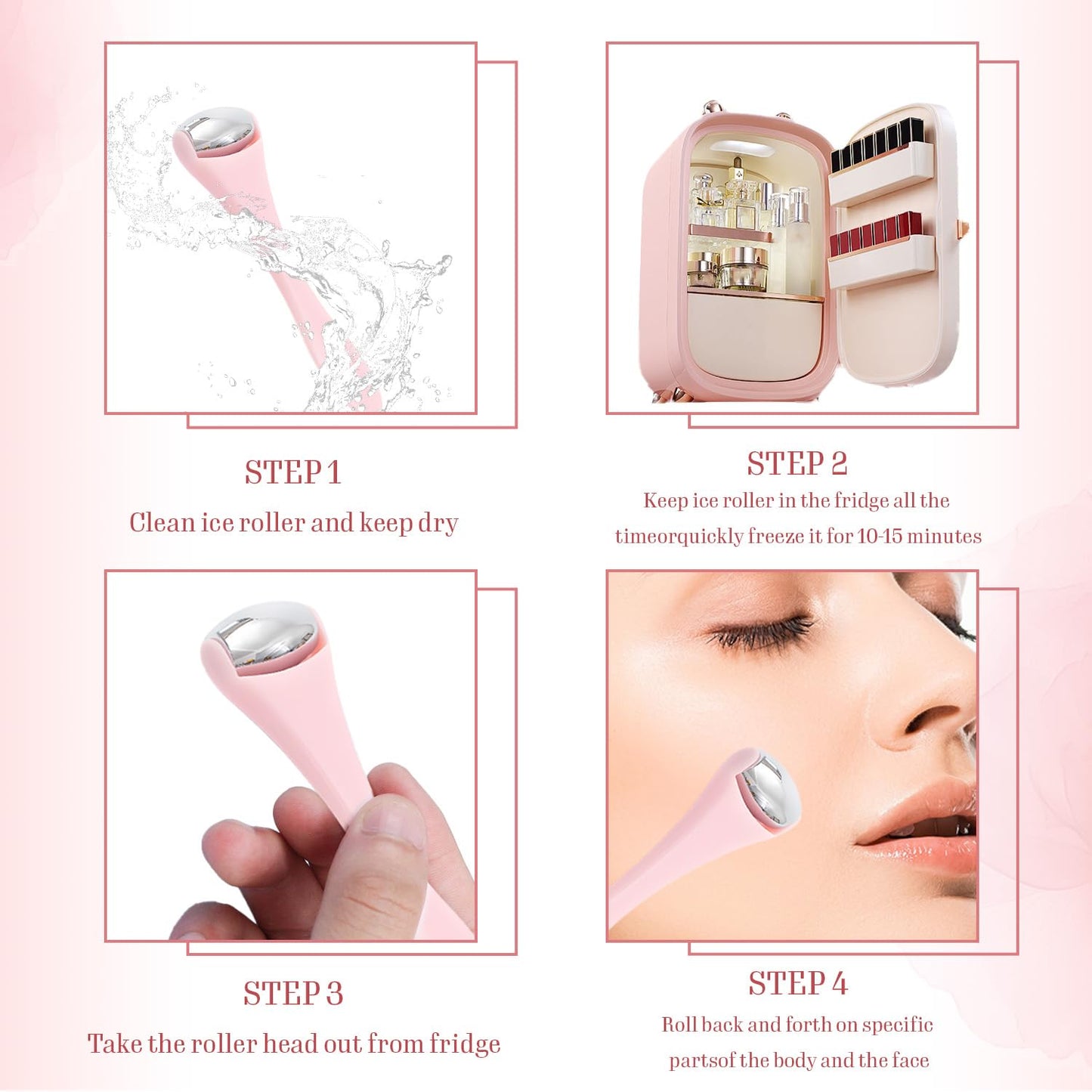 TORMEN Mini Eye & Face Rollers, Stainless Steel Eye Massage Ice Roller, Facial Beauty Tool for reduces puffy eyelids, Dark Circles Relief, Skin Care,muscle soreness,Facial cold compress (2pcs, Pink) - Medaid International