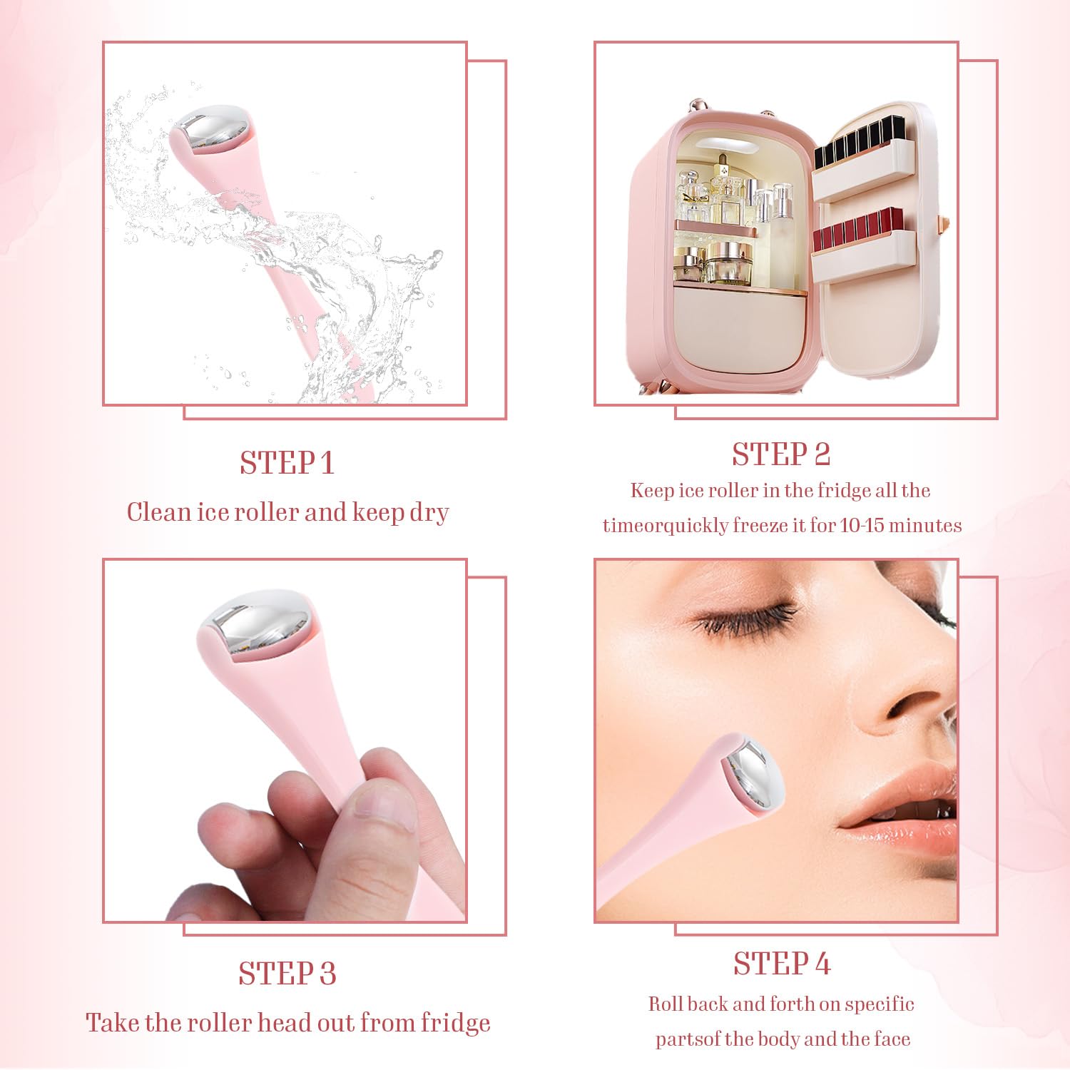 TORMEN Mini Eye & Face Rollers, Stainless Steel Eye Massage Ice Roller, Facial Beauty Tool for reduces puffy eyelids, Dark Circles Relief, Skin Care,muscle soreness,Facial cold compress (2pcs, Pink) - Medaid International