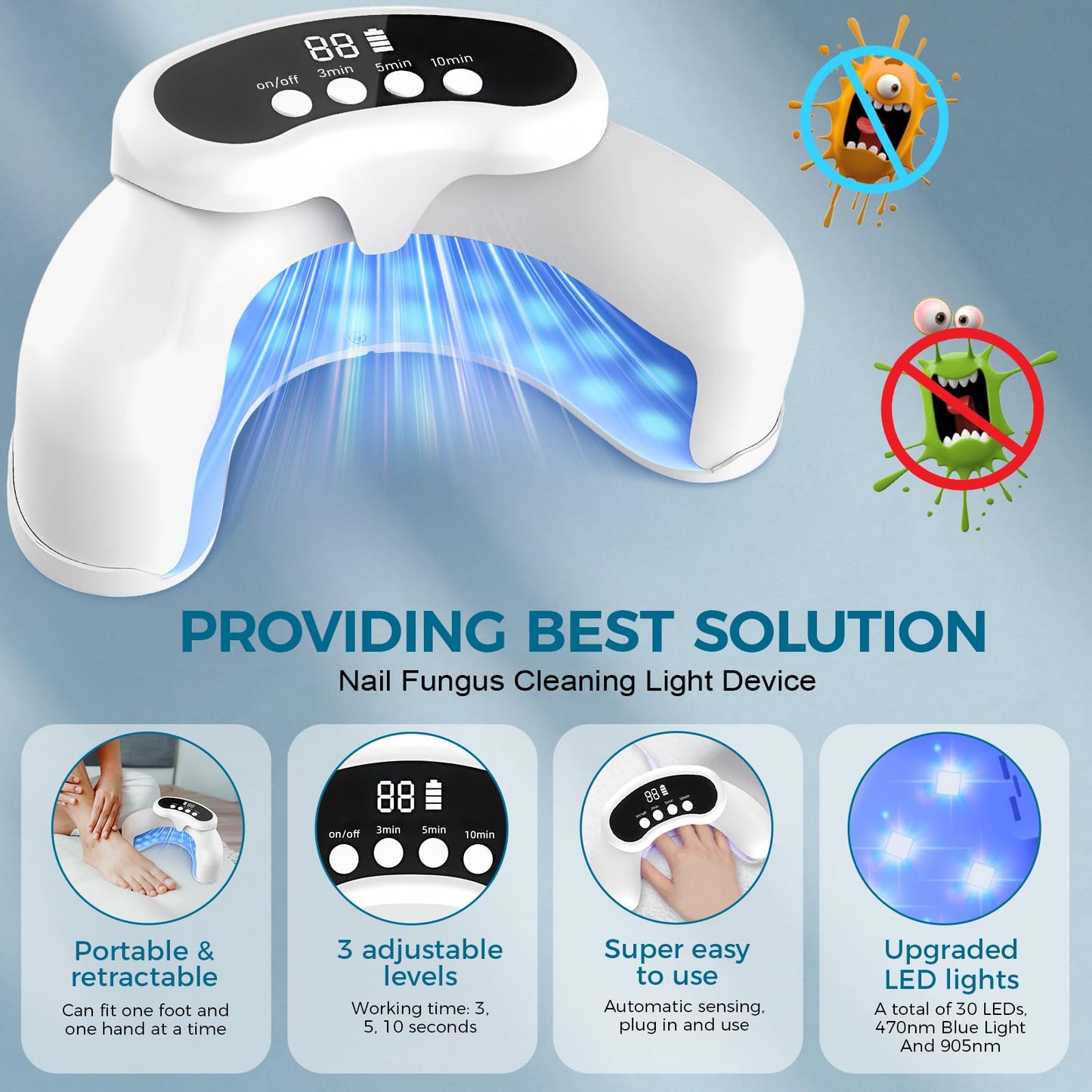 Nail Fungus Laser Treatment LED Light Device-Nail Fungus Light Device,Effective Rechargeable Nail Fungus Remover for Home Use - Medaid International
