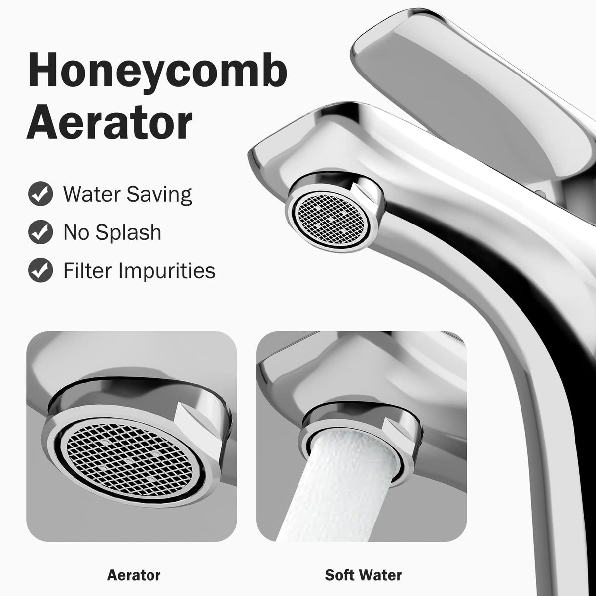 JOMOO Bathroom Mixer, Single-Lever Water-Saving Basin Mixer, Cold & Hot Water Bathroom Faucet Lavatory Vanity Faucet Modern RV Faucet Deck Mount,Chrome