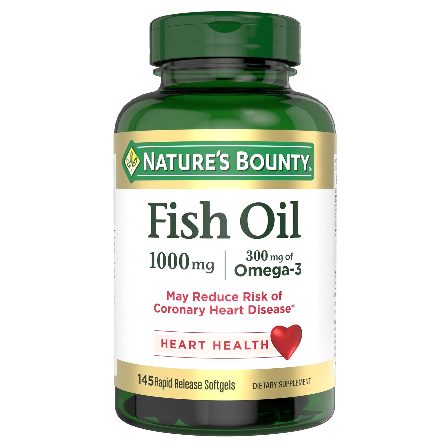Nature’s Bounty Fish Oil, Supports Heart Health, 1000mg, Rapid Release Softgels, 145 Ct - Medaid International