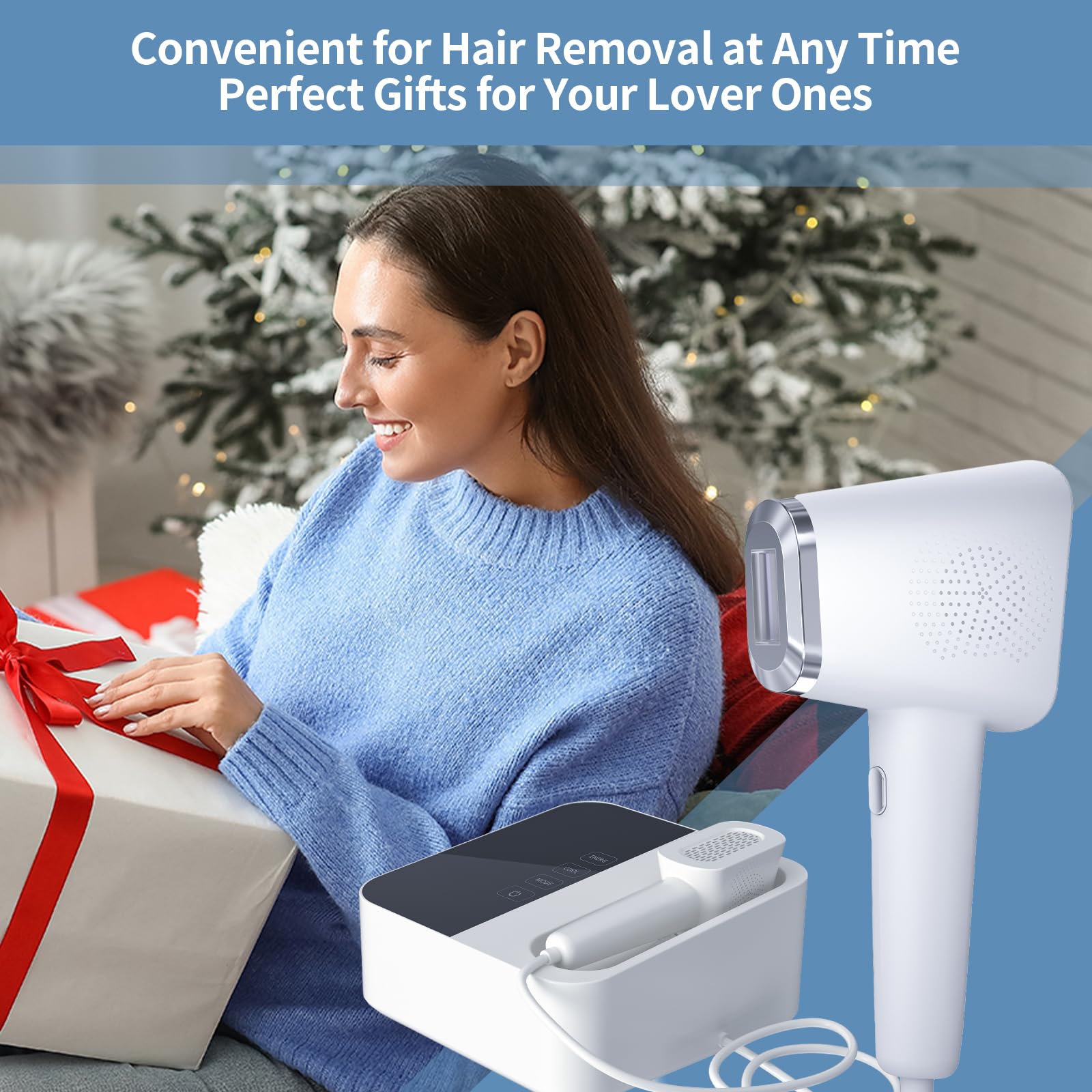 Laser Hair Removal with 9 Energy Levels, 46.4℉ Ice-Cooling Contact IPL Hair Removal for Women, Painless, Effective Hair Removal from Home, for Body & Face - Medaid International