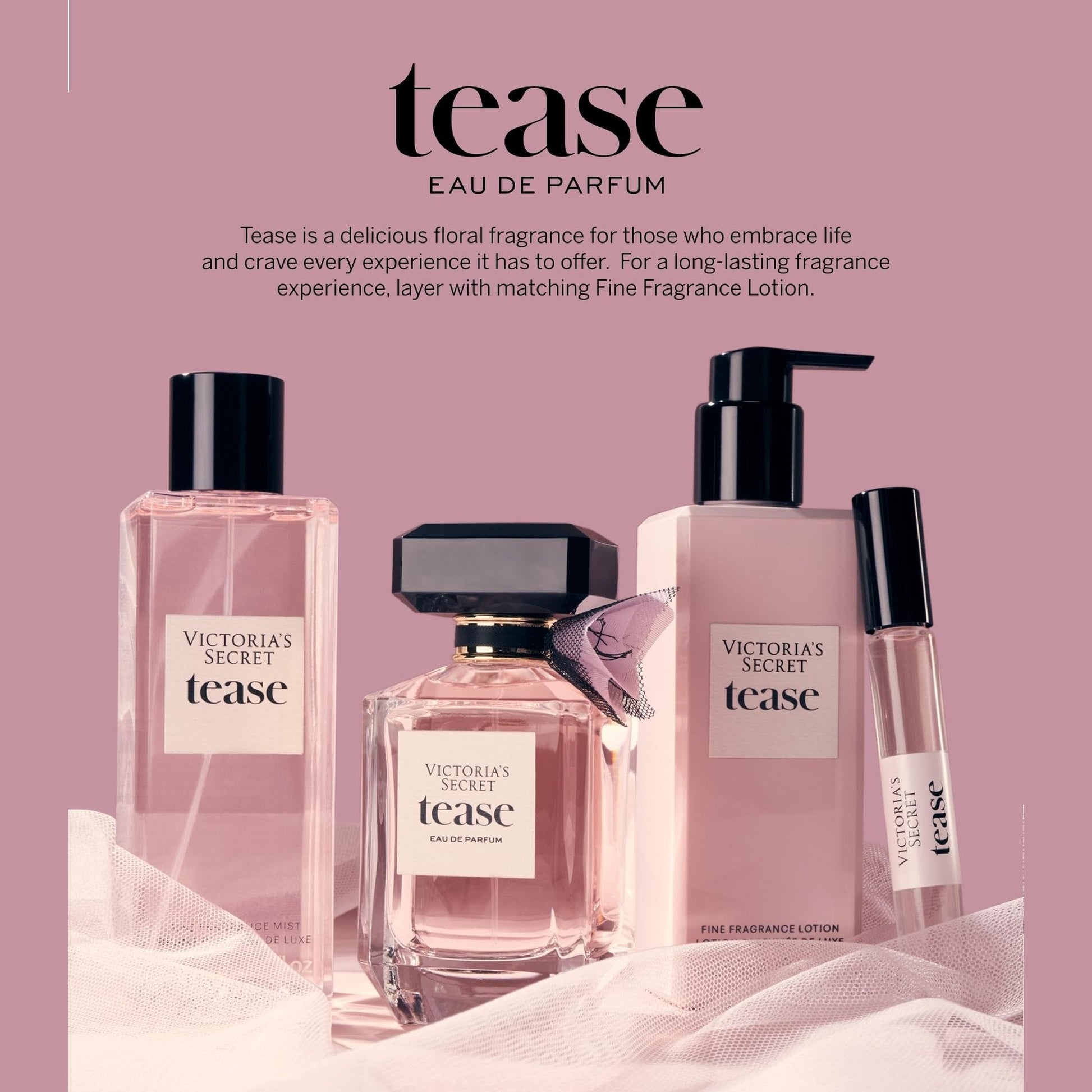 Victoria's Secret Tease Eau de Parfum, Notes of White Gardenia, Anjou Pear & Black Vanilla, Perfumes for Women (3.4 oz) - Medaid International