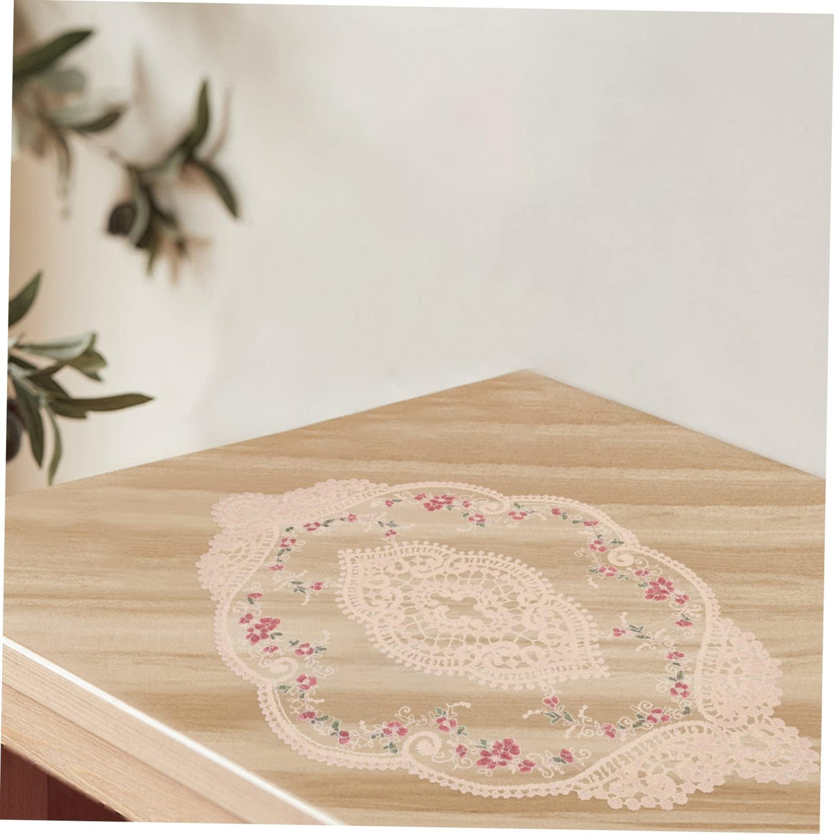 TERRIFI 2 PCS Retro Lace Placemats, Floral Decor Circle Table Mats, Handmade Embroidered Washable Cutwork