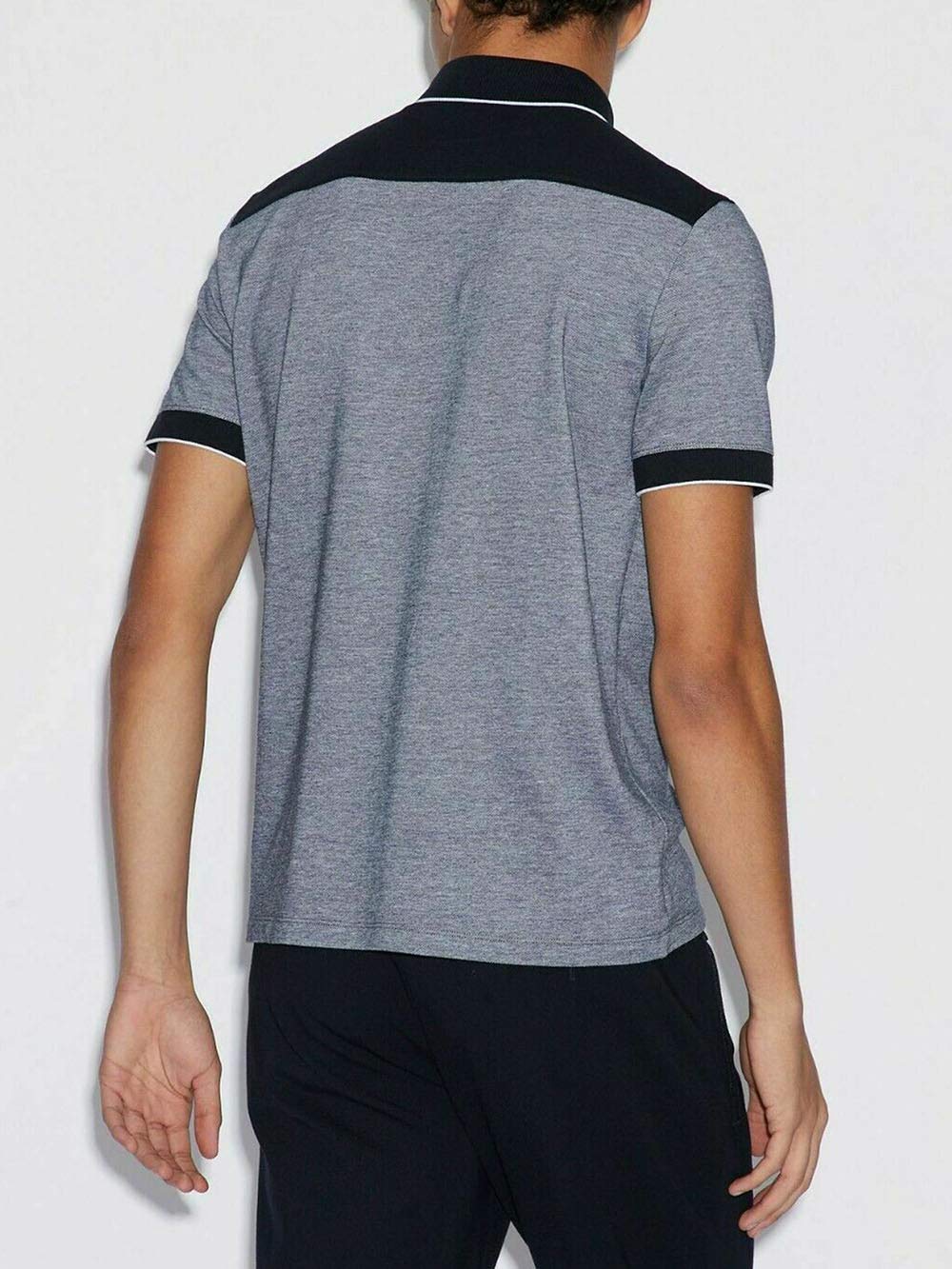 A|X ARMANI EXCHANGE mens With Stripes Polo Shirt, Navy, XX-Large US - Medaid International