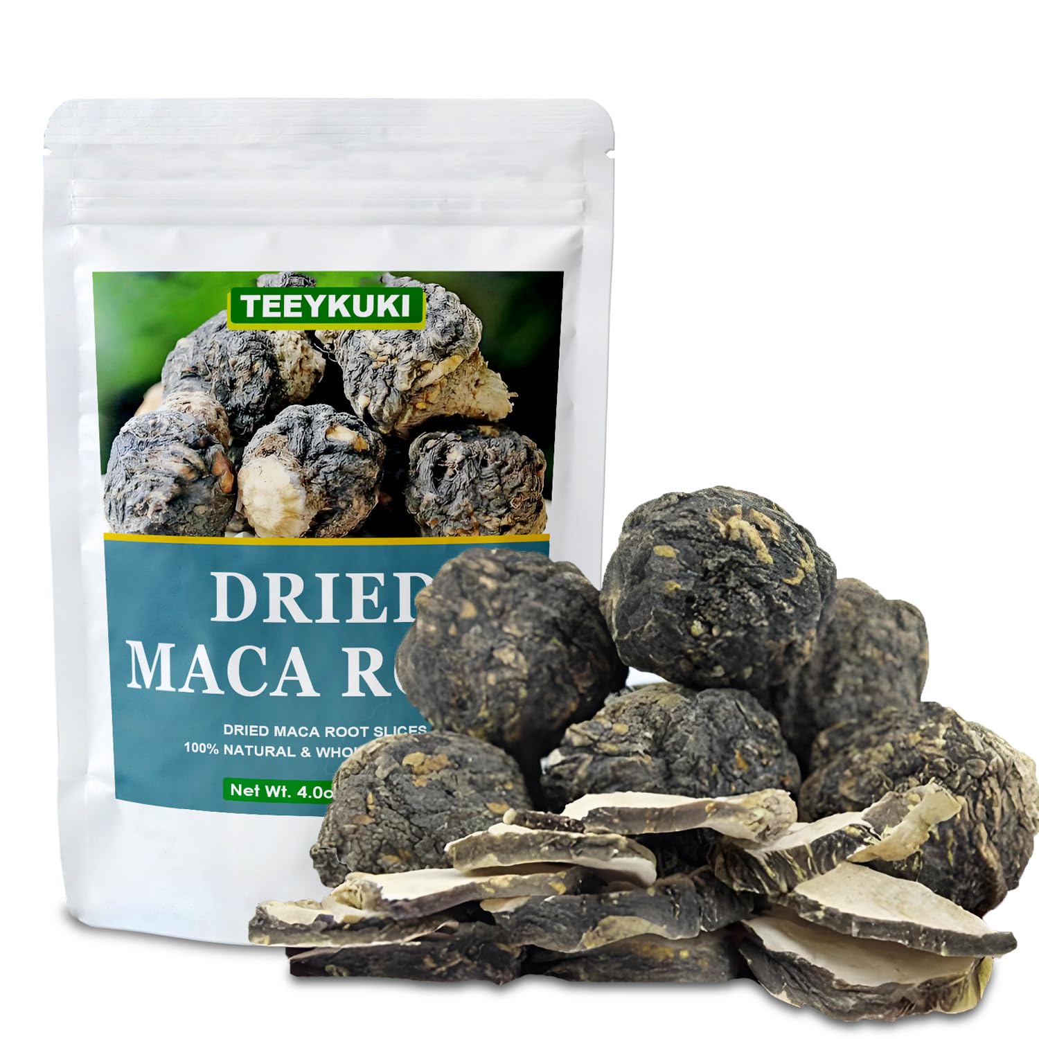 Natural Premium Black Maca Root Slices, Cut & Sifted, 4.0oz(114.0g), Premium Grade Dried Maca Root Slices, Non-GMO - Medaid International