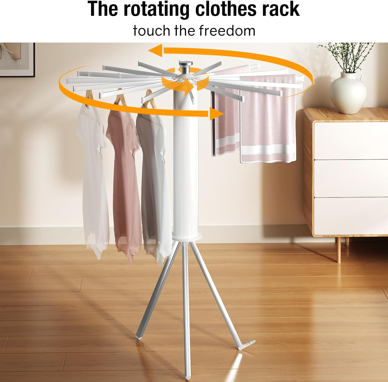 Folding Tripod Clothes Airer – Compact Drying Rack with 16 Rotating Arms, Aluminum, Indoor/Outdoor Use - Medaid International