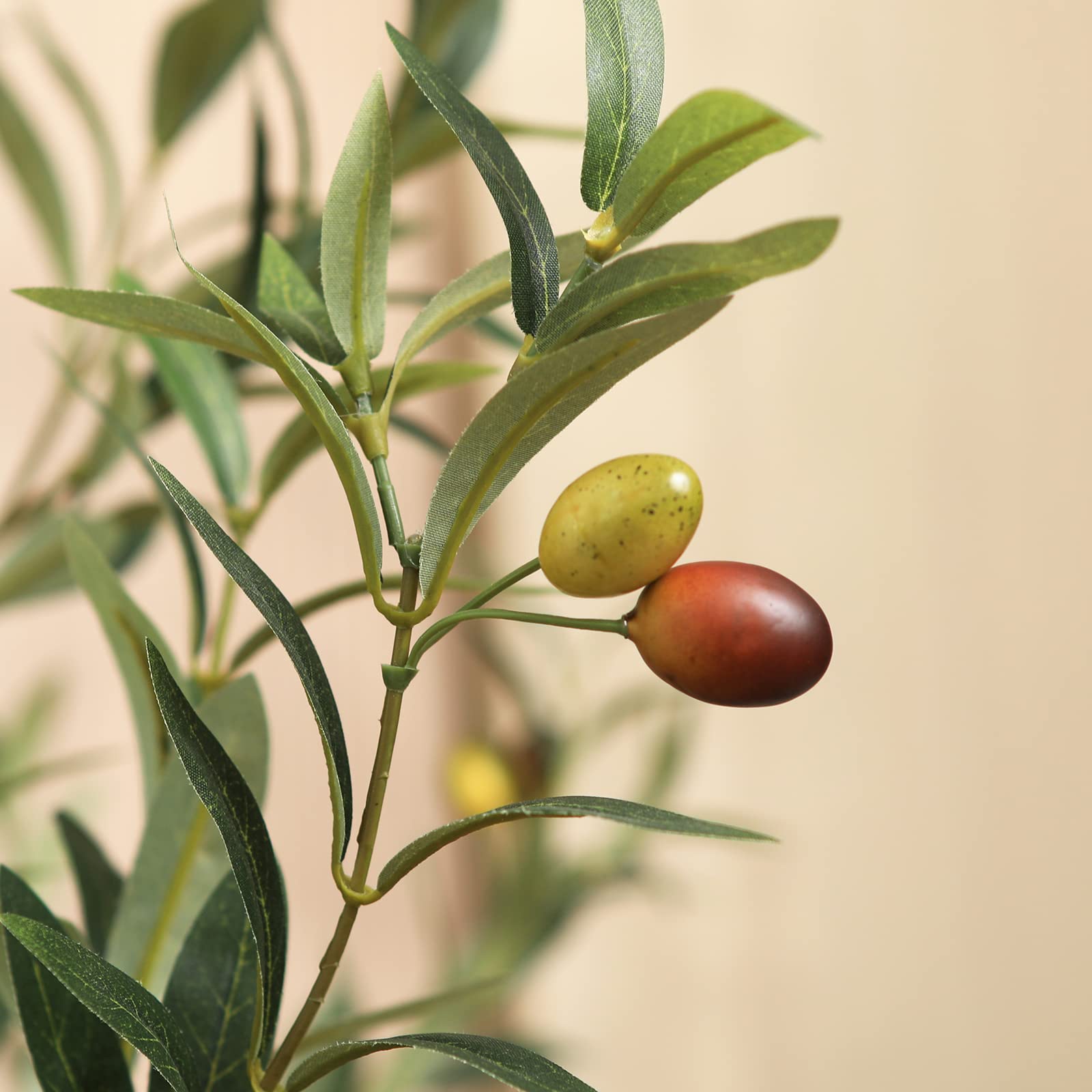 Kazeila Artificial Olive Tree 5FT Tall Faux Silk Plant for Home Office Decor Indoor Fake Potted Tree with Natural Wood Trunk and Lifelike Fruits - Medaid International