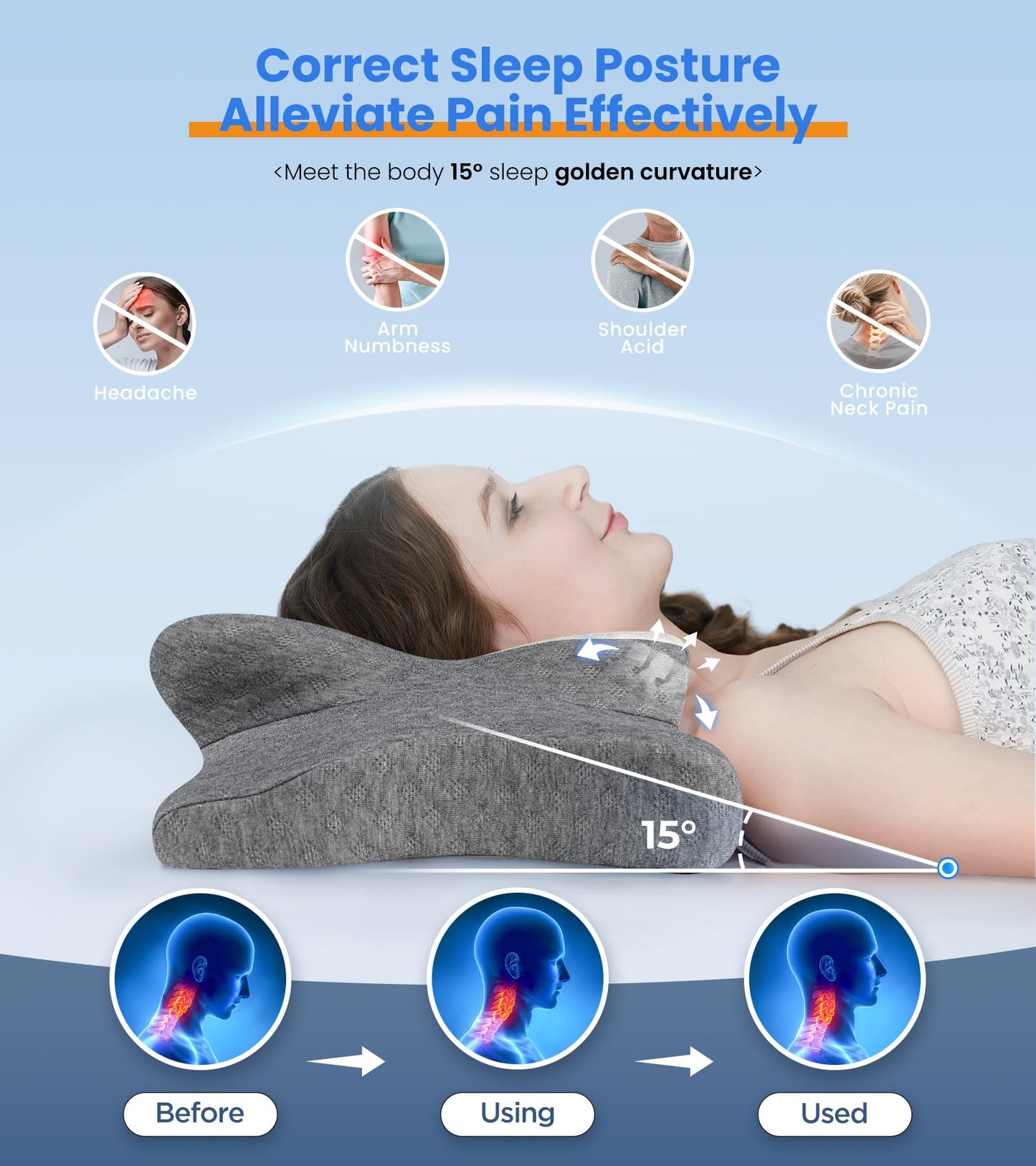 Ultra Pain Relief Cooling Pillow for Neck Support, Adjustable Cervical Neck Pillow Cozy Sleeping, Odorless Ergonomic Contour Memory Foam Pillows, Orthopedic Bed Pillow for Side Back Stomach Sleeper - Medaid International