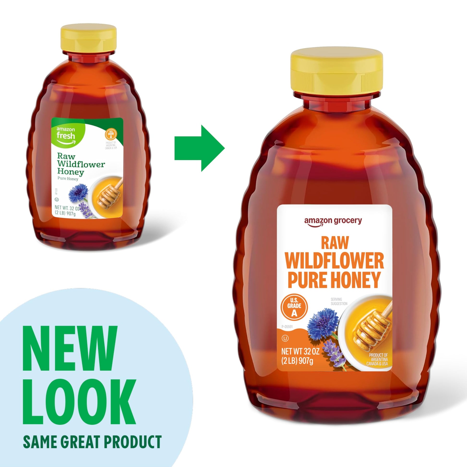 Amazon Grocery, Pure Raw Wildflower Honey, 2 Lb (Previously Amazon Fresh, Packaging May Vary) - Medaid International