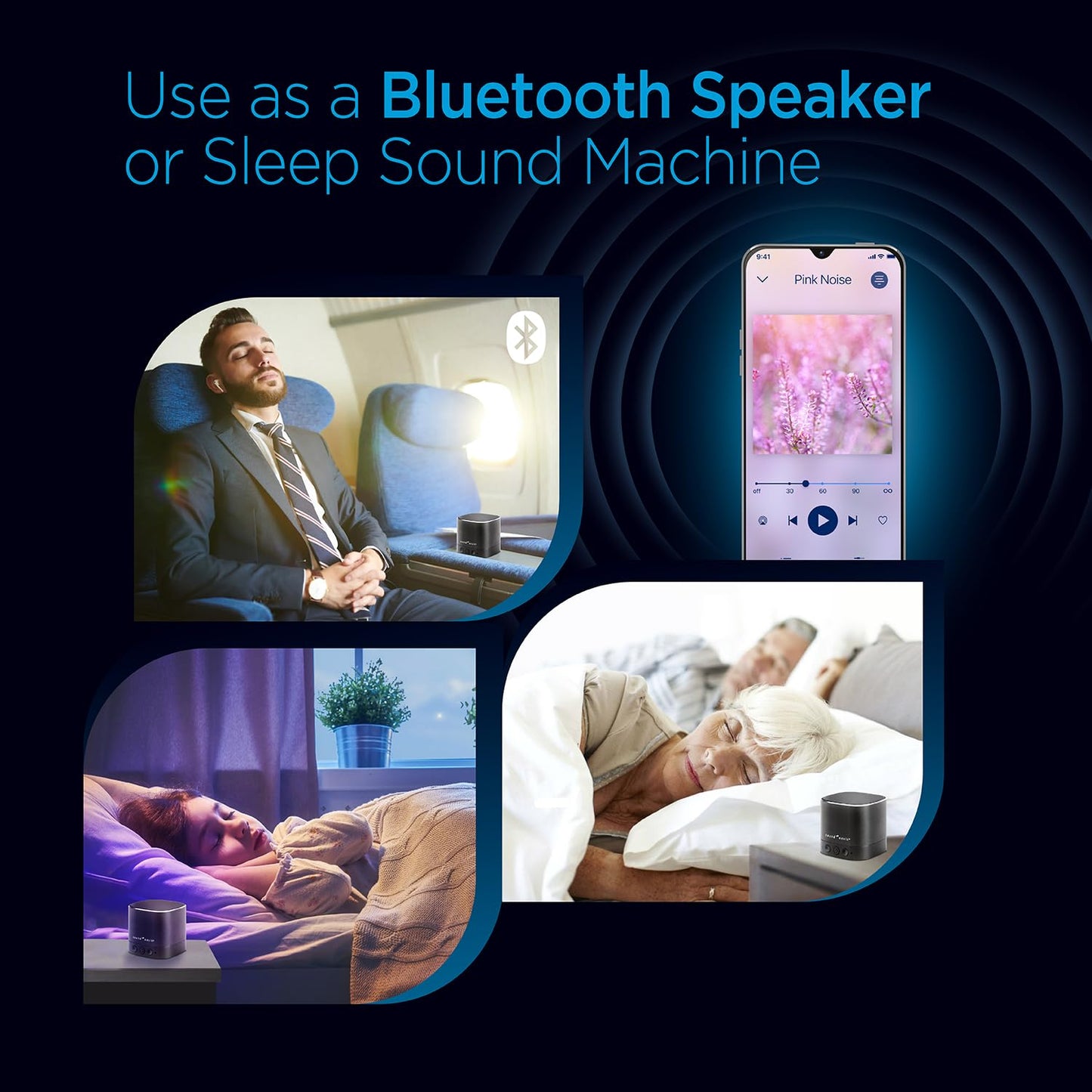 Sound Oasis® Bluetooth® Tinnitus Sound Therapy System® - Sleep Better, Manage and Mask Tinnitus, 25 Built-in Sounds for Tinnitus Relief, 12-Hour Sound Duration - Medaid International