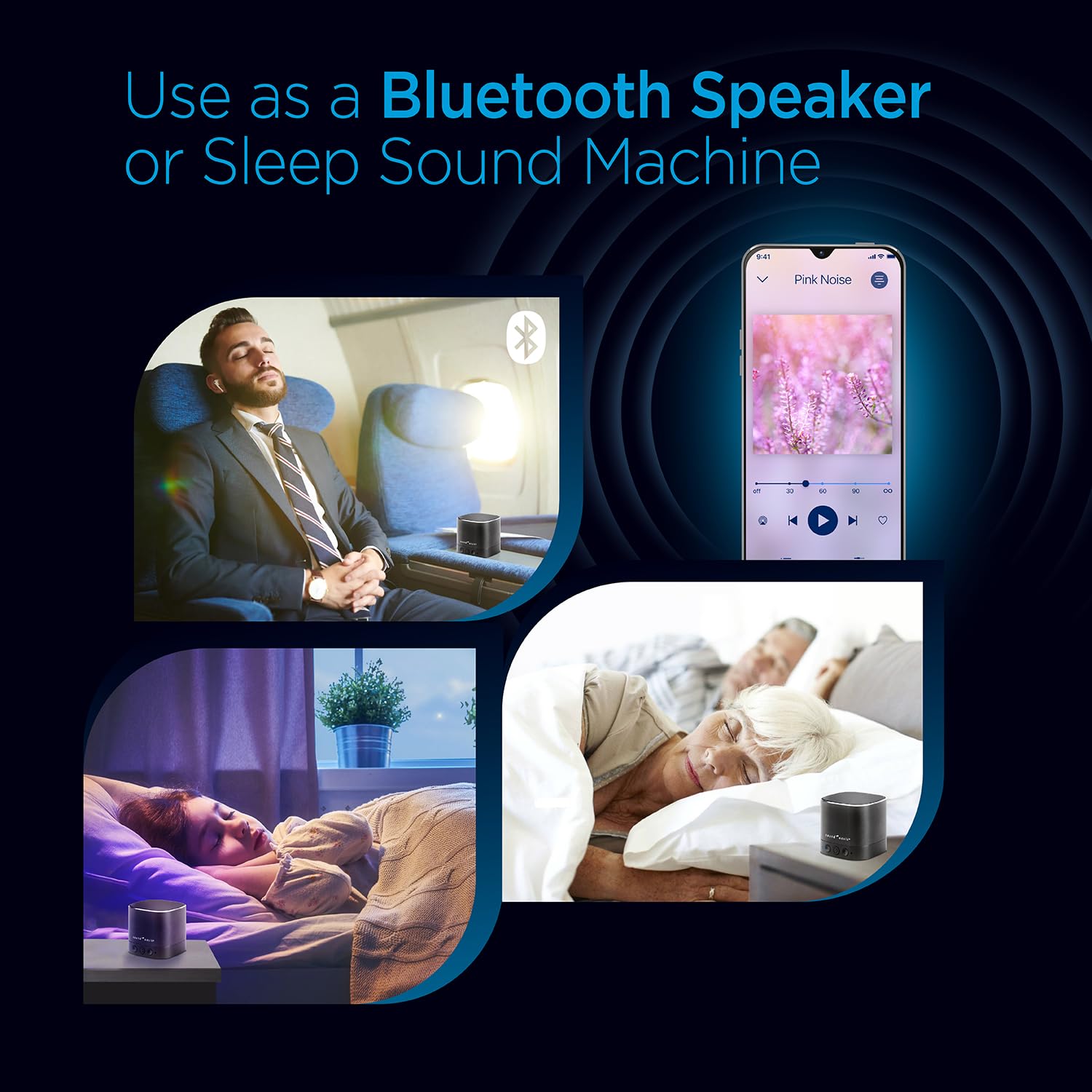 Sound Oasis® Bluetooth® Tinnitus Sound Therapy System® - Sleep Better, Manage and Mask Tinnitus, 25 Built-in Sounds for Tinnitus Relief, 12-Hour Sound Duration - Medaid International