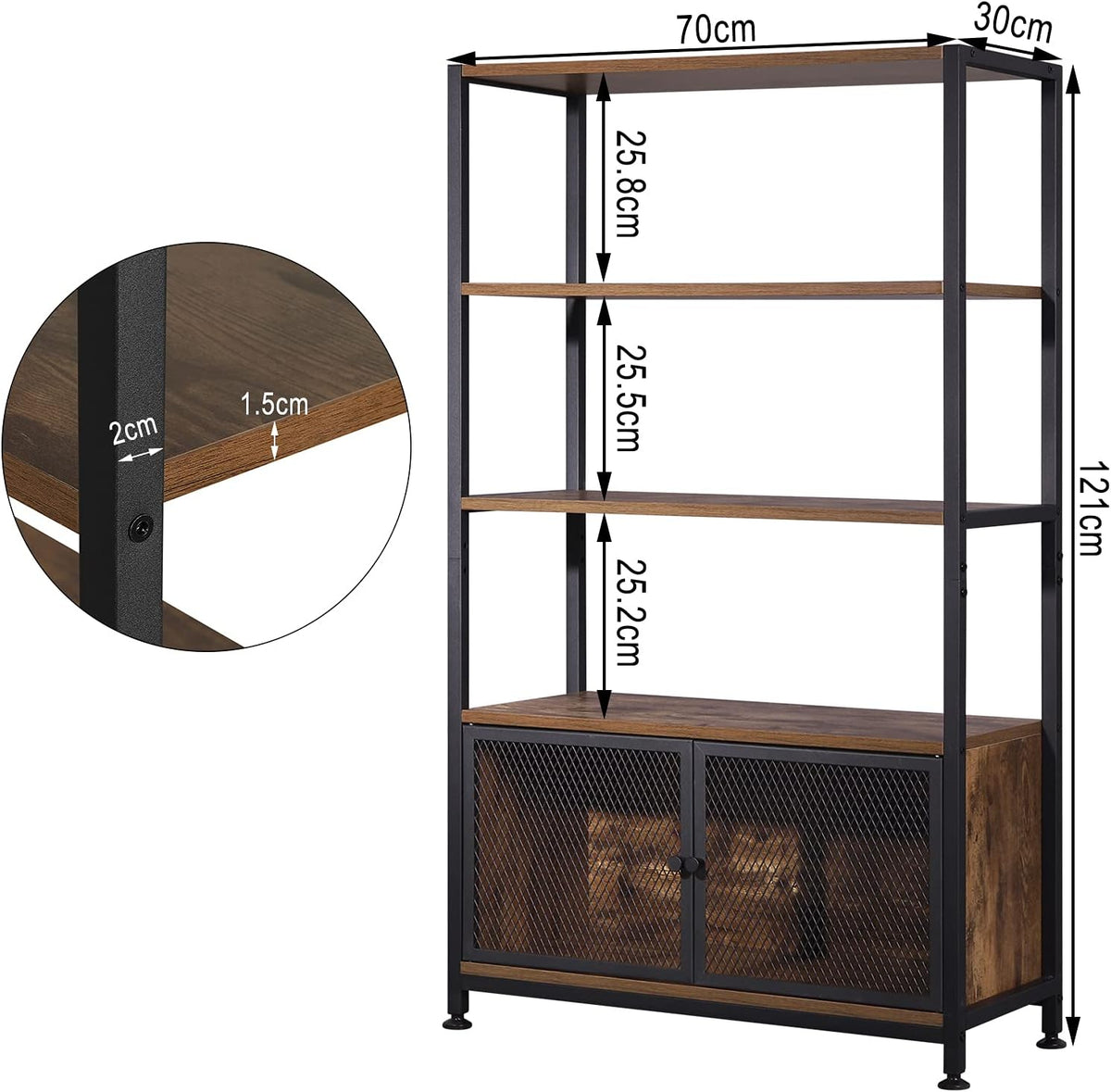 WOLTU Bookcase Shelf with 3 Open Levels Vintage RGB19dc