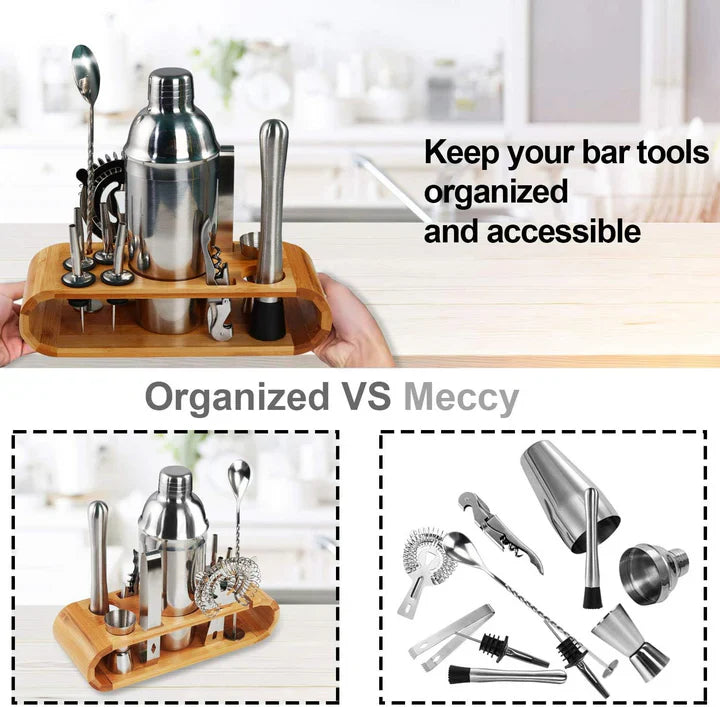12-Piece Bar Tool Set with Bamboo Stand