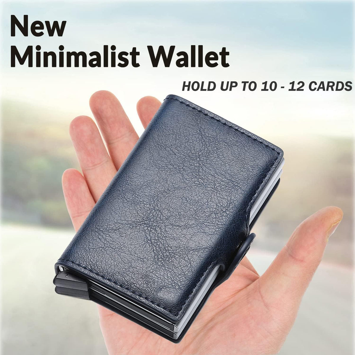 KASTWAVE Card Holder, Men Credit Card Holder, Slim Card Case Front Pocket Anti-theft-RFID Auto Pop up Travel Thin Wallets for Men