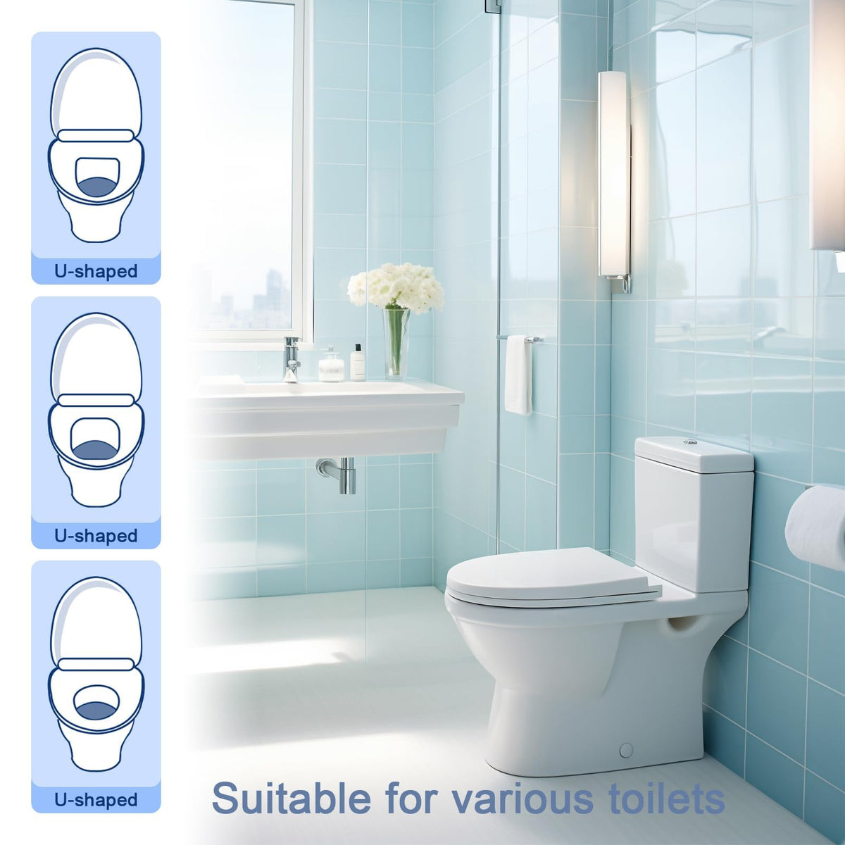KASTWAVE 50PCS Toilet Seat Covers Flushable, Travel Essentials for Public Restrooms, Airplane, Camping Convenient Paper Covers, Toilets for Adults and Toddlers & Kids