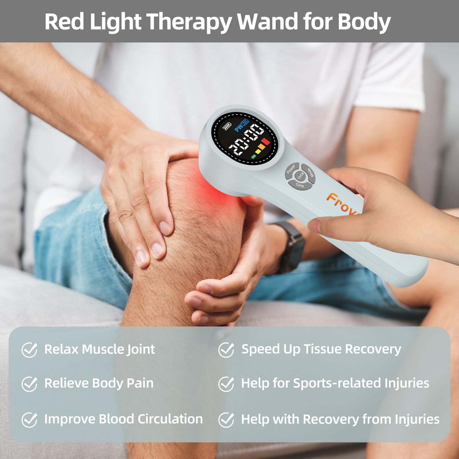 Frovab Cold Light Therapy Machine, 4x980nm+4x810nm+16x660nm, Red Light Therapy Device at Home, Infra Red Light Therapy for Pain, Hand Held Red Light Therapy Device for Elbows, Knees, Shoulders, Hands - Medaid International