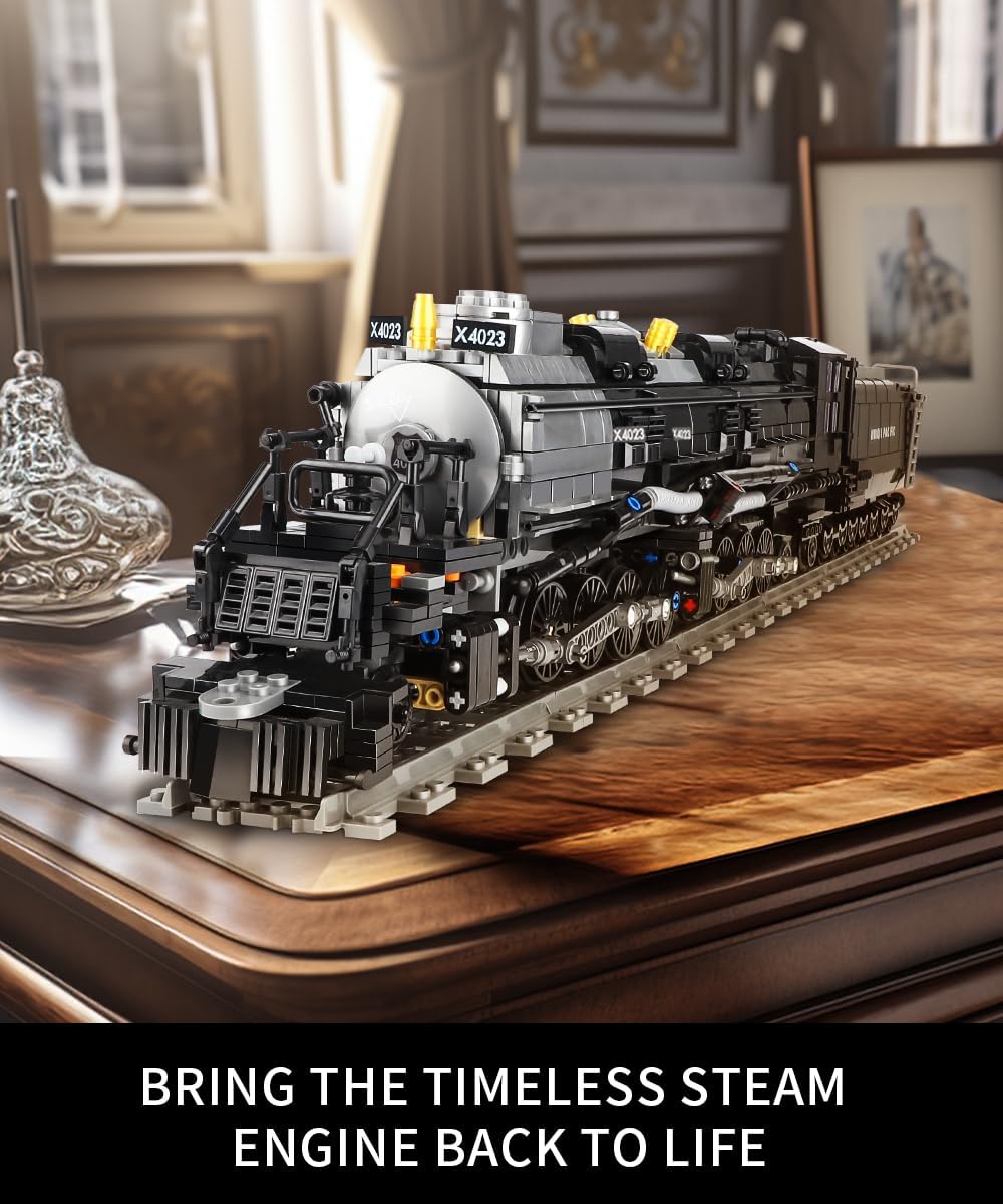 Kastwave Large Steam Model Train Building Blocks, Articulated Locomotive Block Set - Compatible With Lego Set, The Ultimate Gift For Boys 8-14 And Adult Enthusiast