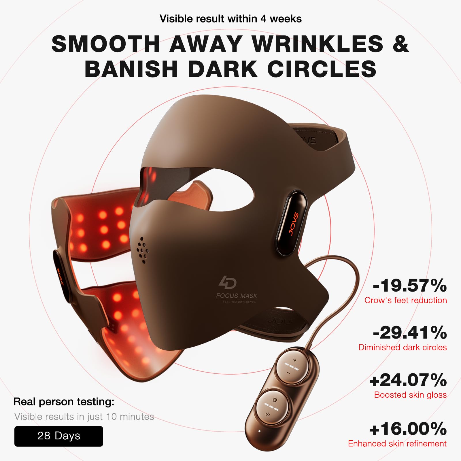 JOVS 4D Laser Light Therapy Mask, Red Light Therapy Mask for Face with FPT Technology, 4 Long Light Waves for Deep Anti-Aging and Wrinkle Reduction, 6× More Powerful than LED Laser Tech - Medaid International