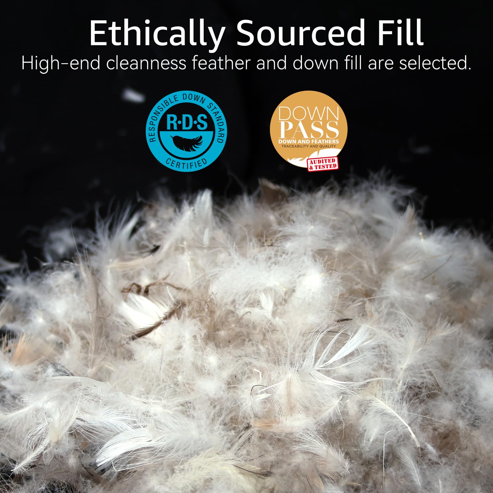 AIKOFUL Luxury Feathers Down Pillows Standard Size Set of 2, Hotel Quality Fluffy Bed Pillows, Soft Pillows for Sleeping, Organic Cotton Cover(20x26”, Pack of 2) - Medaid International