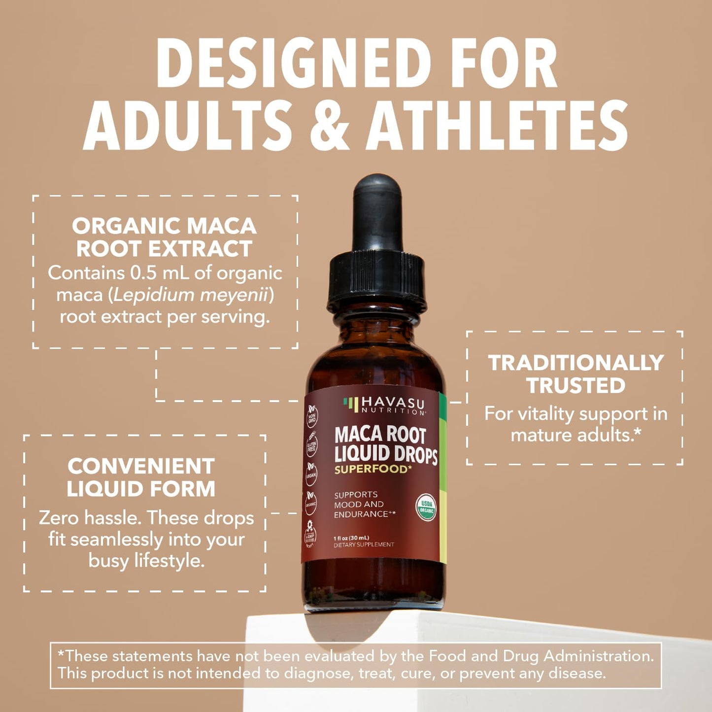Organic Maca Root Liquid Drops - Supports Hormone Balance, Mood, and Energy in Women and Men - Lepidium Meyenii to Support Performance and Vitality - Non-GMO, Vegan, Unflavored - 60 Servings - Medaid International