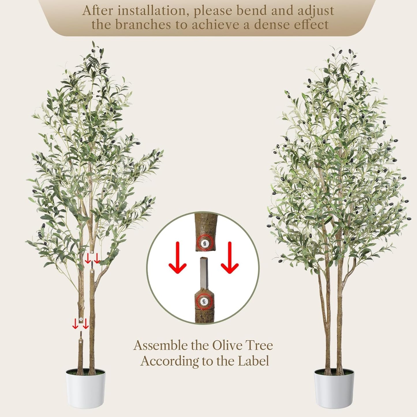 Alupssuc Tall 7ft Artificial Olive Trees, Faux Olive Silk Tree Indoor with Natural Branches & Realistic Leaves, Fake Olive Tree for Home Living Room Bedroom Balcony Corner Office Garden Decor, 7 Feet - Medaid International