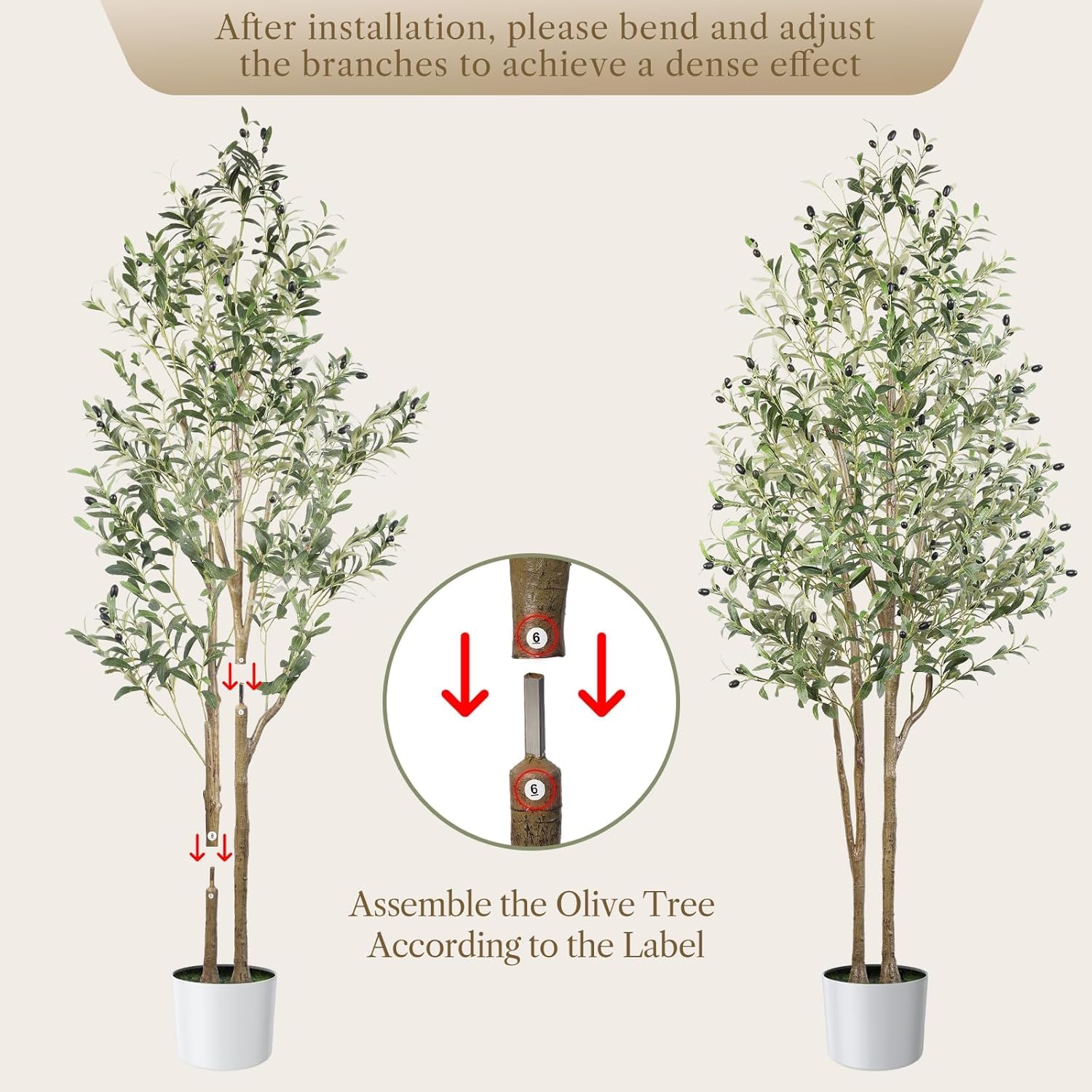 Alupssuc Tall 7ft Artificial Olive Trees, Faux Olive Silk Tree Indoor with Natural Branches & Realistic Leaves, Fake Olive Tree for Home Living Room Bedroom Balcony Corner Office Garden Decor, 7 Feet - Medaid International