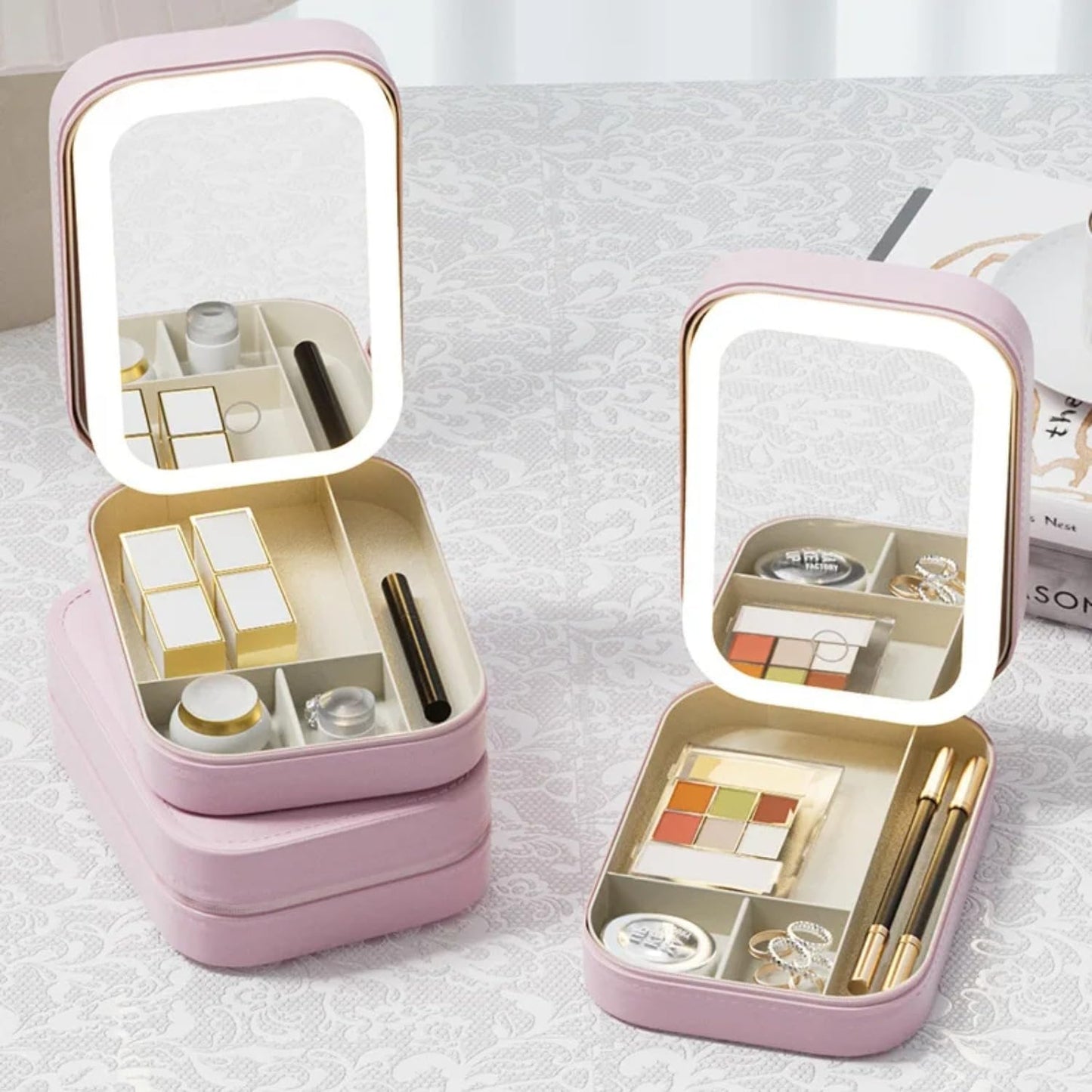 Travel Led Mirror Makeup Bag