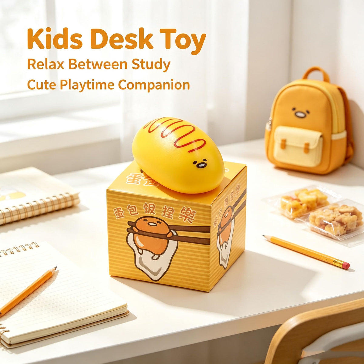 Omurice Squishy Toy for Sensory Fidgeting, 1 PCS Single Food-Shaped Squeeze Item with Flat Base for Desk Display During Work or Study Breaks, Tactile Feedback, Not Edible