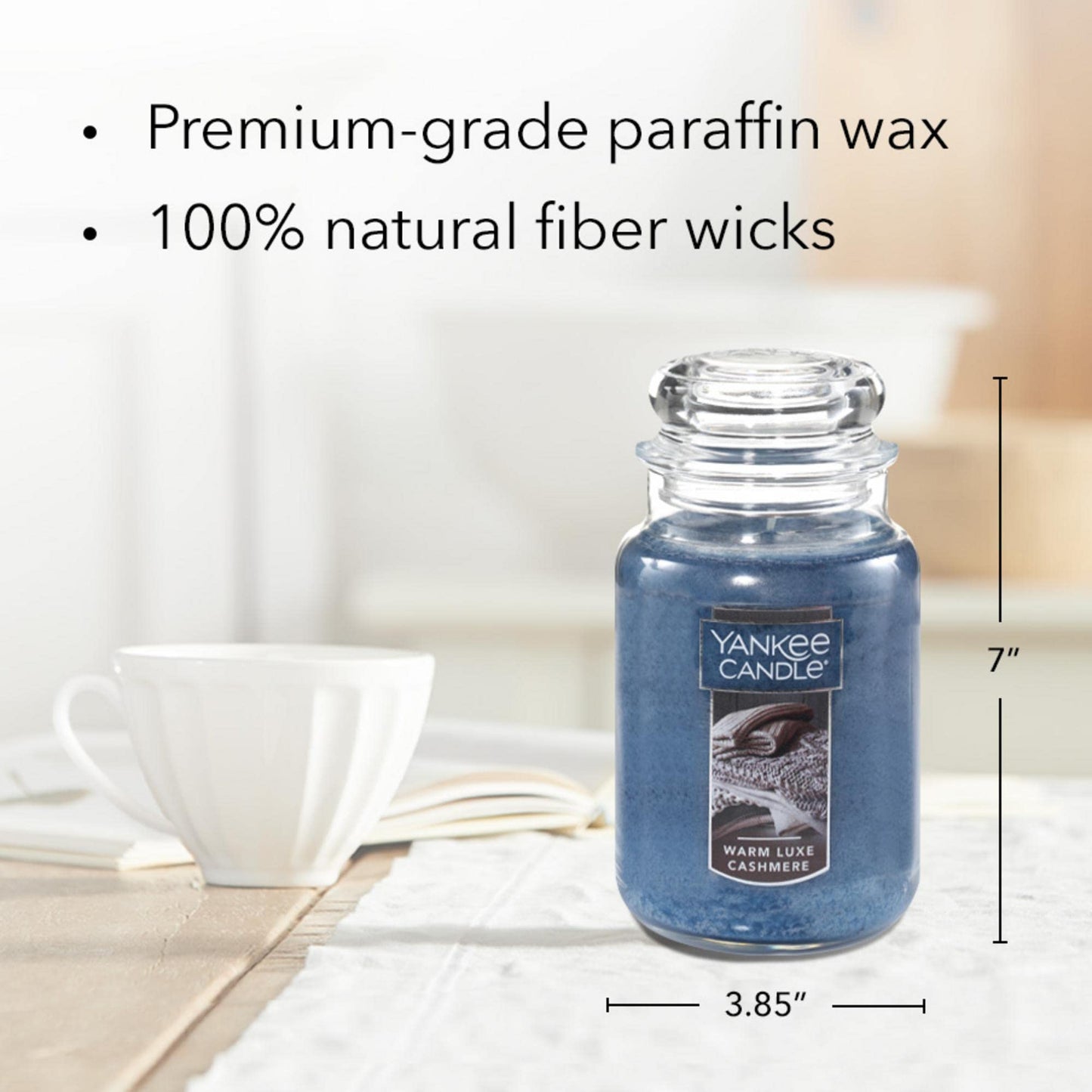 Yankee Candle Warm Luxe Cashmere Scented Classic 22oz Large Jar Single Wick Aromatherapy Candle Over 110 Hours of Burn Time Quality Paraffin Grade Wax Hand Straightened Wick - Medaid International
