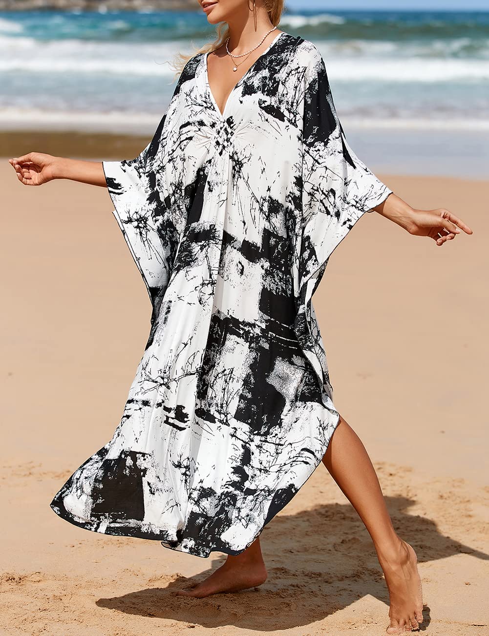 KASTWAVE Maxi Bohemian Dress, Kimono, Beach Coverup