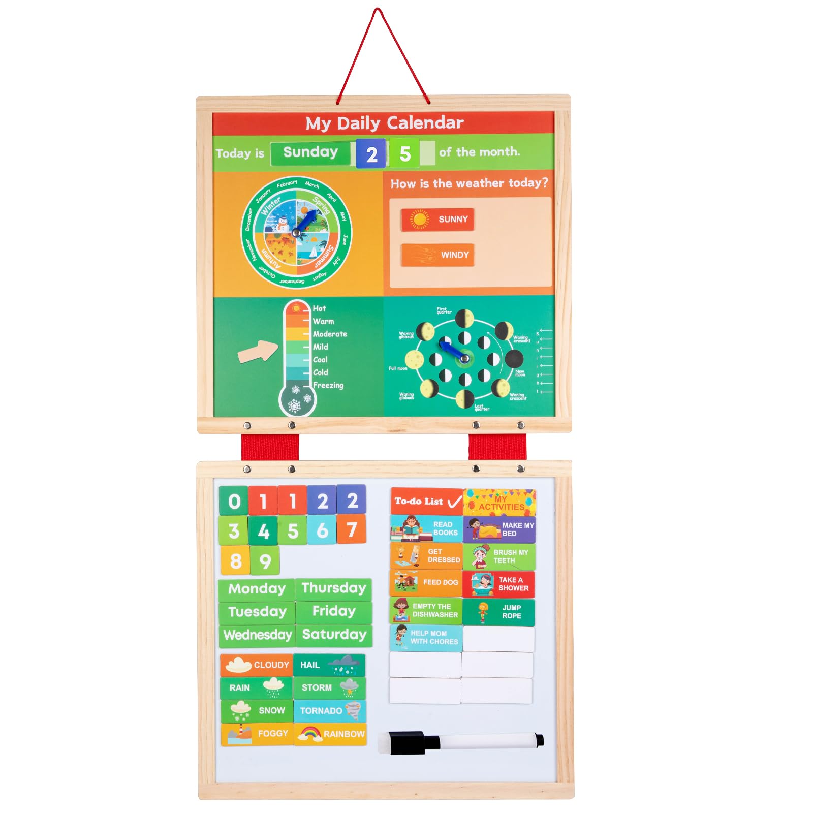 Interactive Wall Calendar for Kids, Magnetic Weather and Seasons Poster, Activity Planner for Boys and Girls - Medaid International