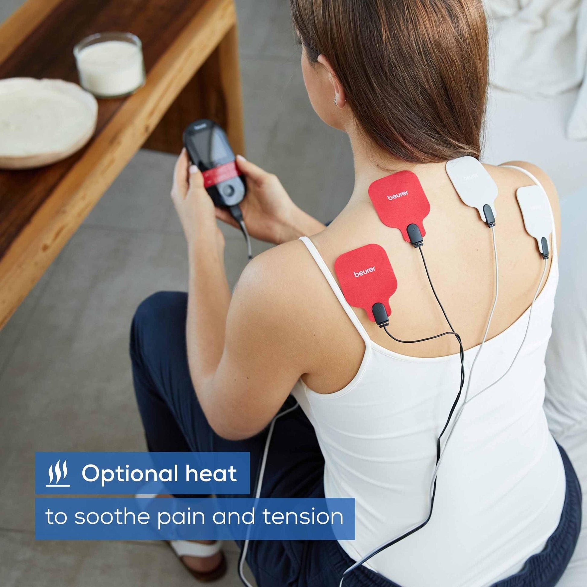 Beurer EM59 Digital 3-in-1 TENS, EMS & Heat Therapy Device for Pain Relief and Massage, Muscle Stimulator with 2 Adjustable Channels, 64 Applications, Timer Function - Medaid International