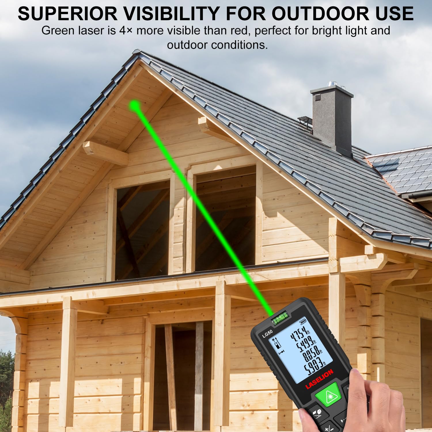 LASELION Laser Measurement Tool,165ft Green-Beam Laser Measure Device Portable M/in/Ft Unit Switching Backlit LCD Laser Distance Measure for Pythagorean Mode,Measuring Distance,Area,Volume-LG50 - Medaid International