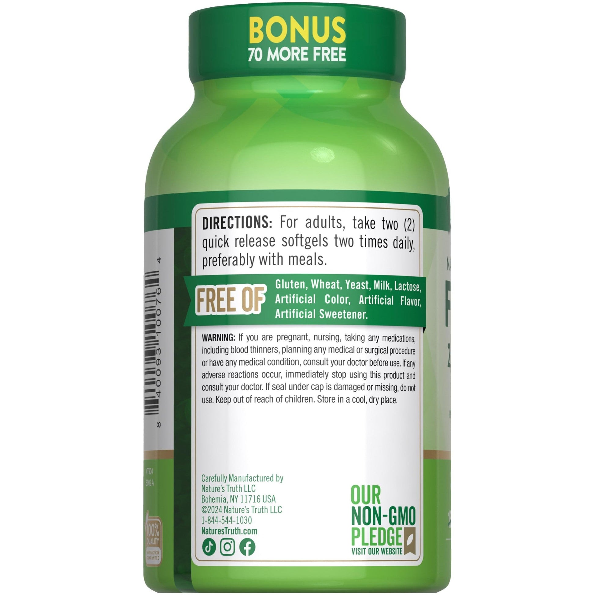 Nature's Truth Fish Oil 2000 mg | 600 mg Omega 3 | 250 Softgels | Natural Lemon Flavor | Non-GMO and Gluten Free Supplement - Medaid International