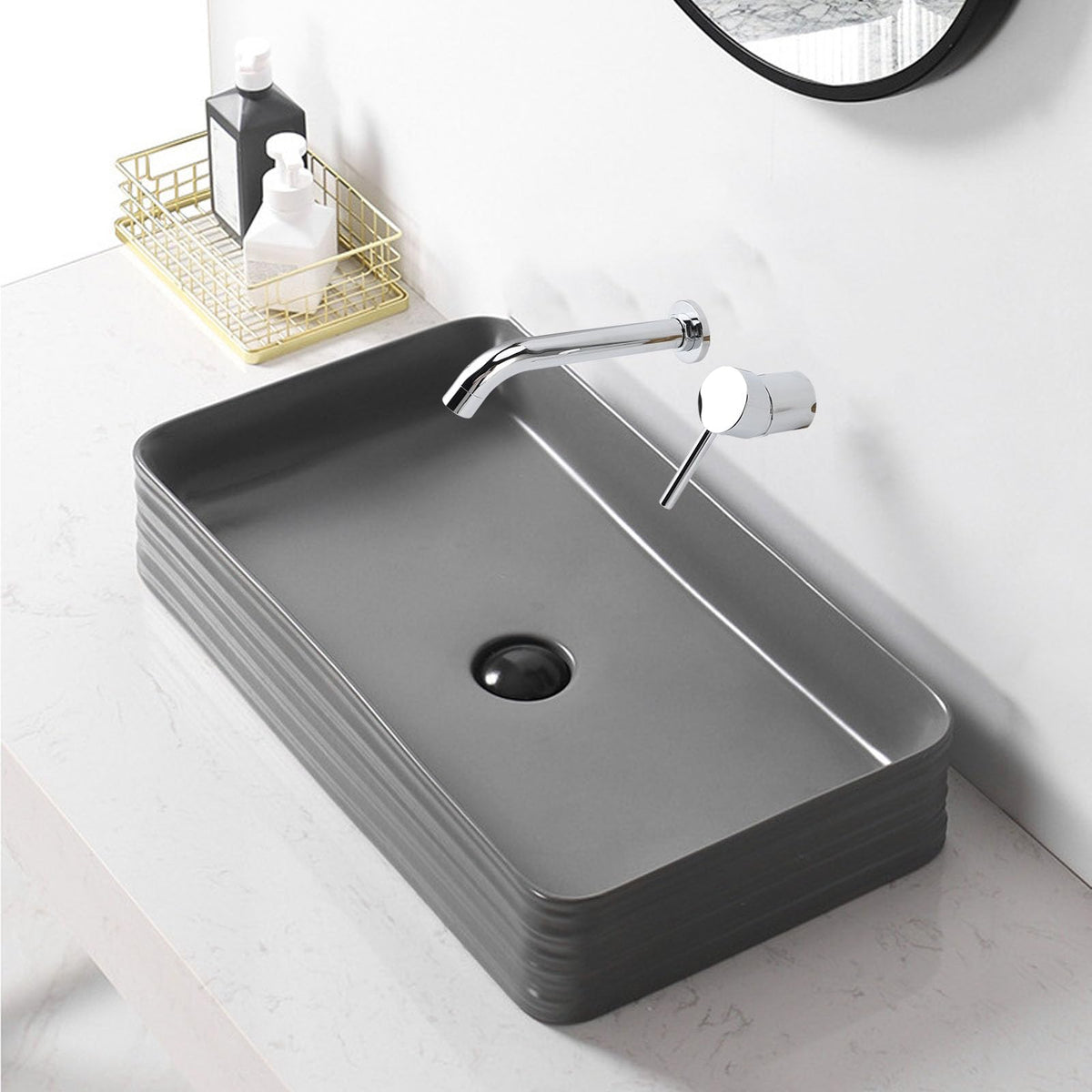 Wall Mounted Basin Faucet, Full Copper Hot and Cold 7.9in