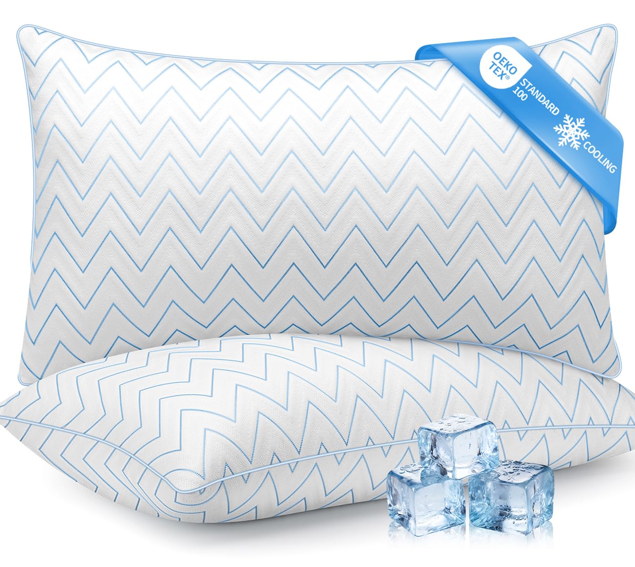 DIORIS Cooling Pillows Queen Size Set of 2 - Luxury Hotel Collection Bed Pillows for Sleeping, Breathable Medium Firm Down Alternative Microfiber Filled Pillows for Back, Stomach Sleepers - Medaid International