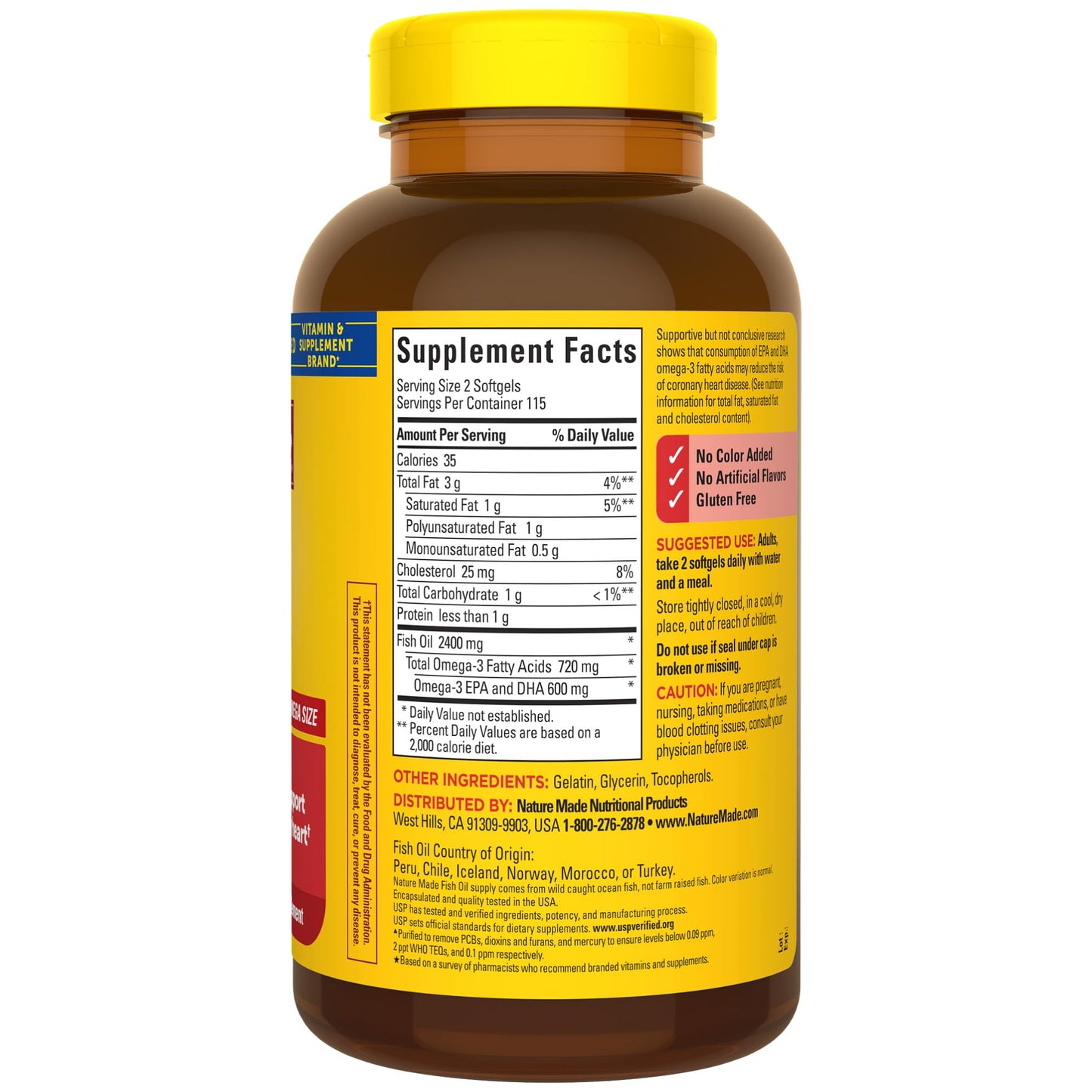 Nature Made Fish Oil Omega 3 Supplements, 1200 mg Softgels, Omega 3 Fish Oil for Healthy Heart Support, 230 Softgels, 115 Day Supply - Medaid International